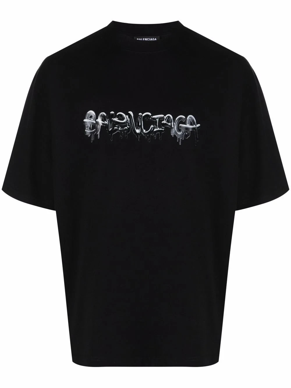 BALENCIAGA Graffiti Logo Printed Crew Neck T-shirt Black  *NWT 100% Authentic*