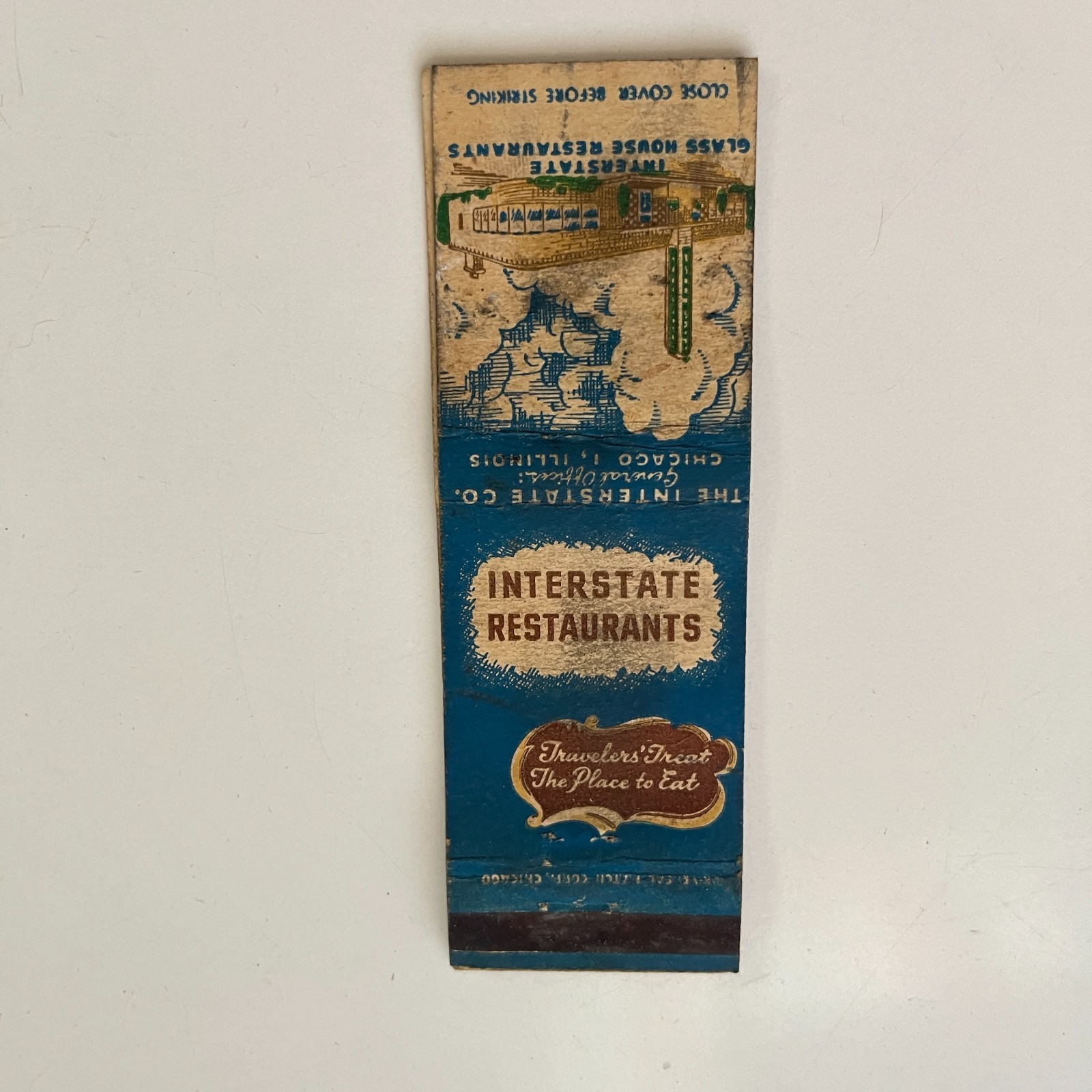 The Interstate Co Restaurants Chicago IL Vintage Matchbook Cover TMB88-3