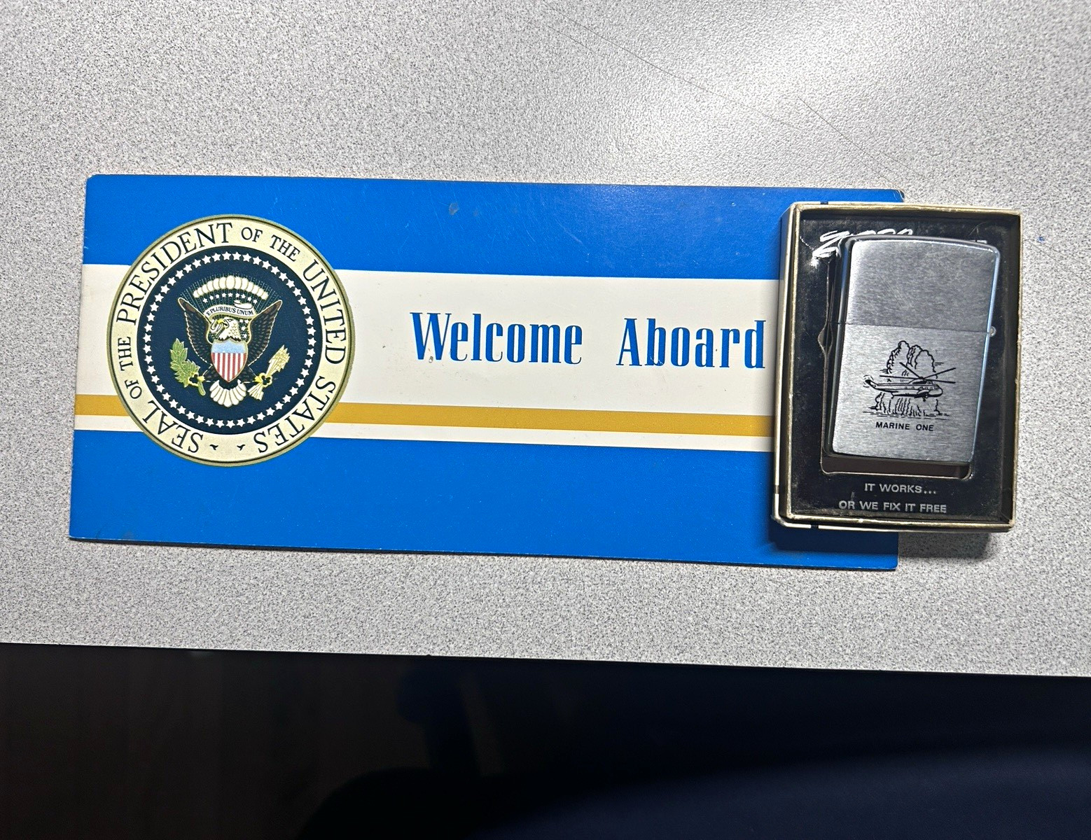 Marine One / HMX-1  Zippo Lighter, presidential helo, Welcome Aboard brochure