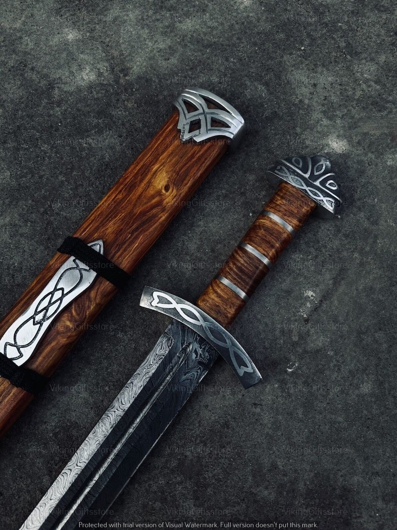 Handmade Damascus Viking Sword with Scabbard.Medival,Norse Sword