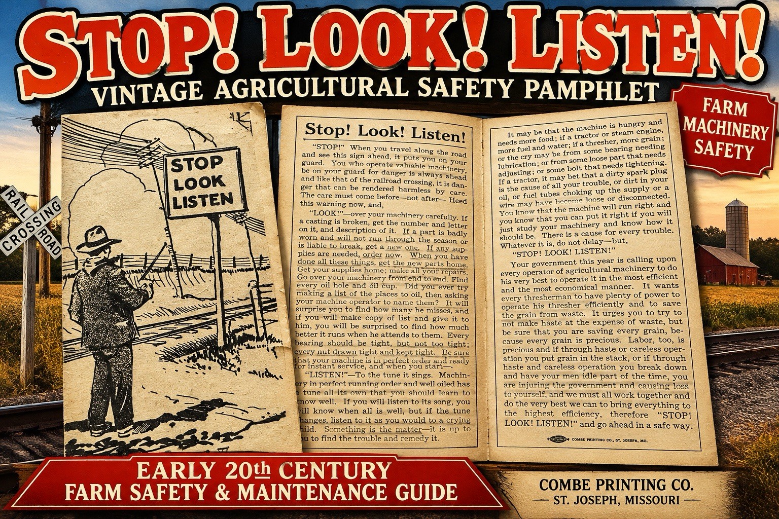 VTG WWI 1917 Farm Machinery Conservation Pamphlet Combe Printing St Joseph MO