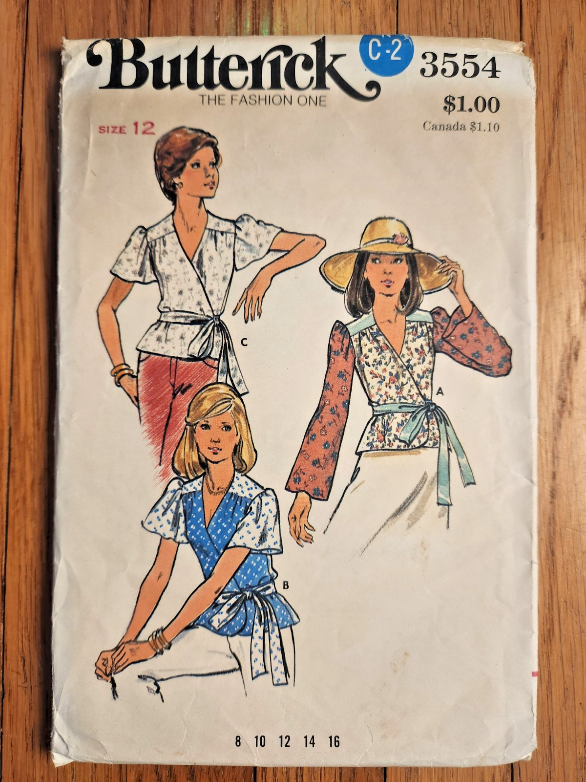 1970s Vintage Butterick Sewing Pattern #3554 - Women\'s Blouses - Size 12