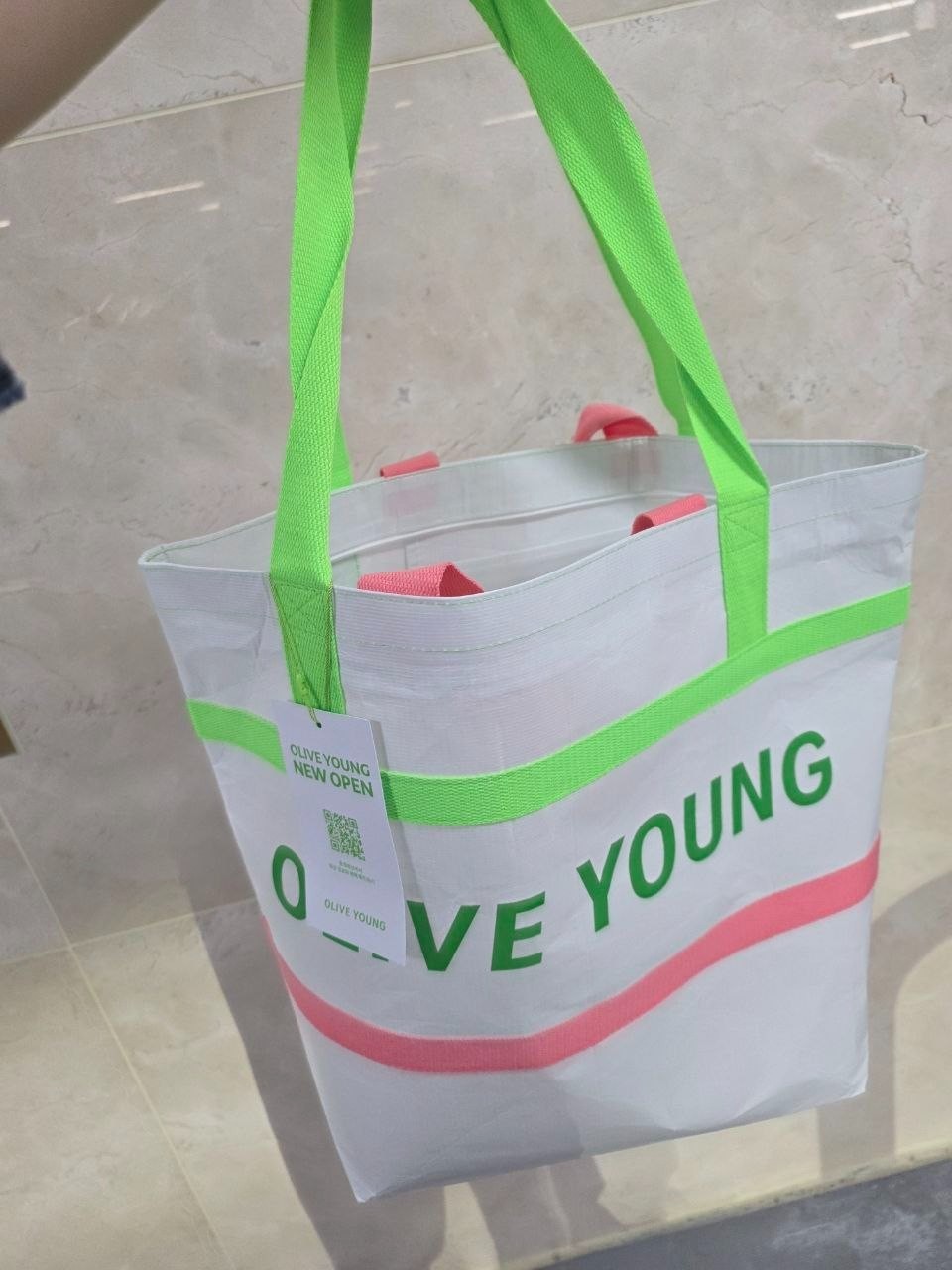 Olive Young Reusable Large Tote Shopping Bag New with tags