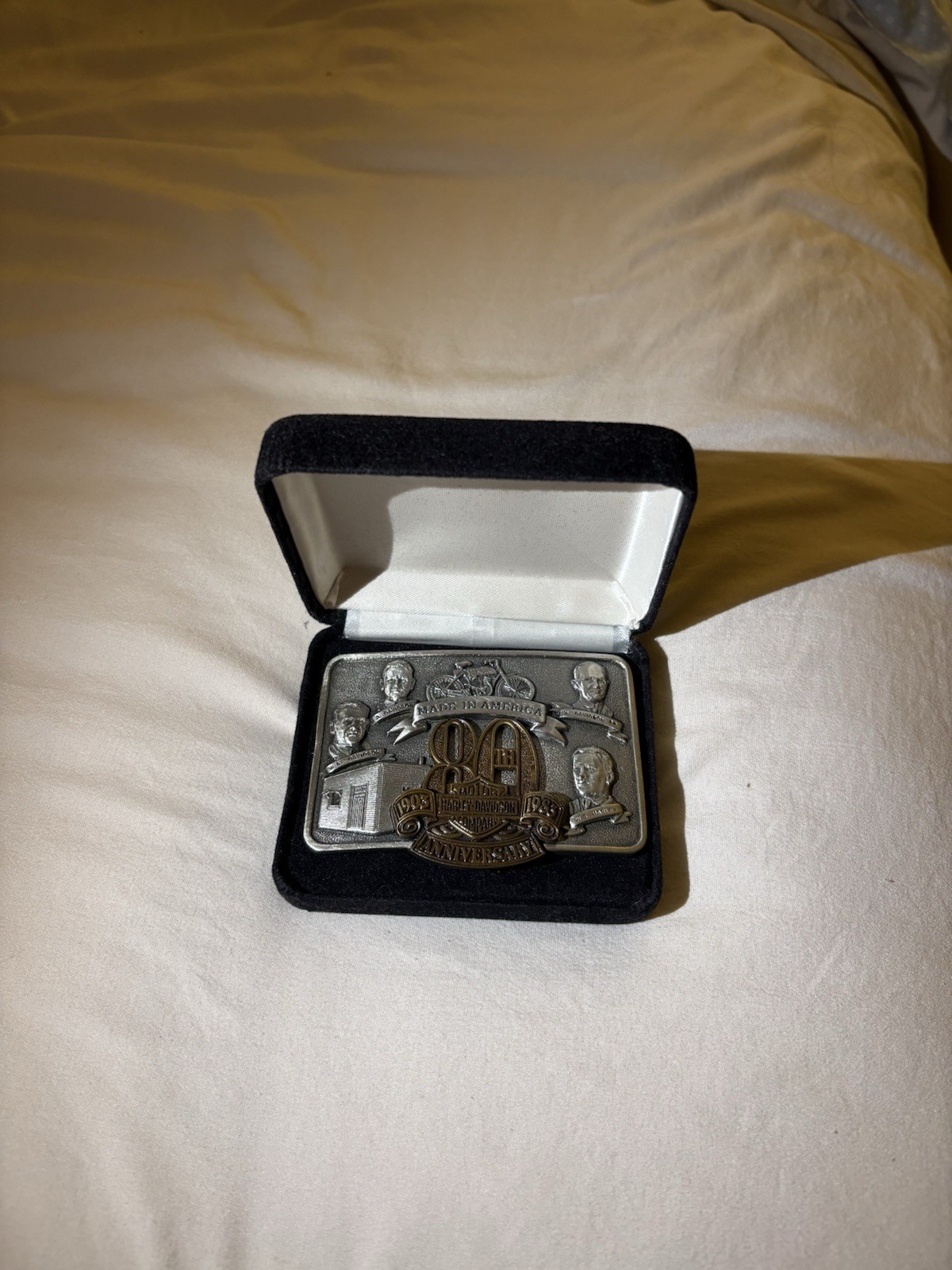 Vintage 1980s Harley Davidson Belt 80th Year Anniversary Belt Buckle 1/3000