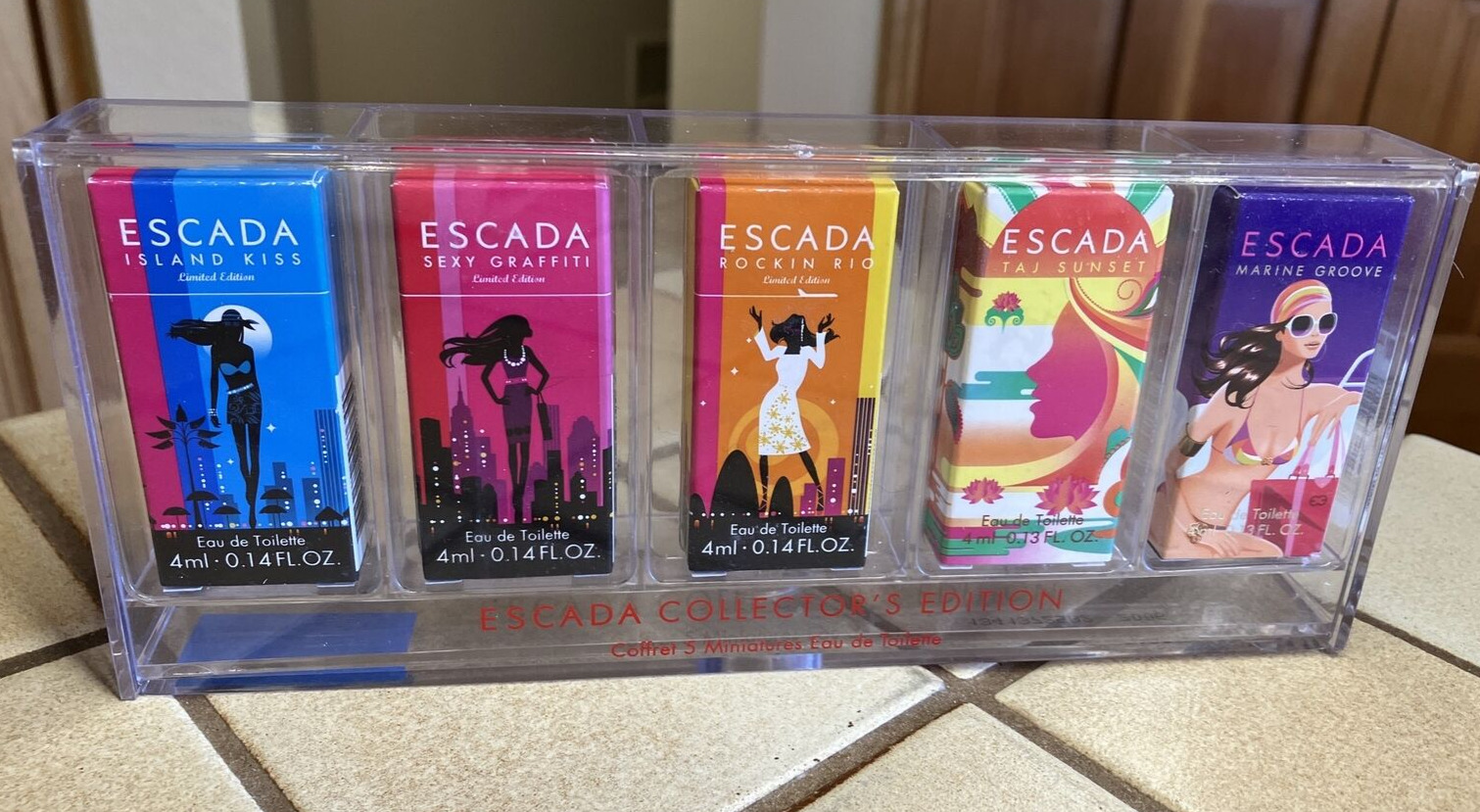 ESCADA COLLECTOR'S Ed WOMEN Coffret 5 Miniatures .14 oz EDT 3 LTD Rockin Rio NEW