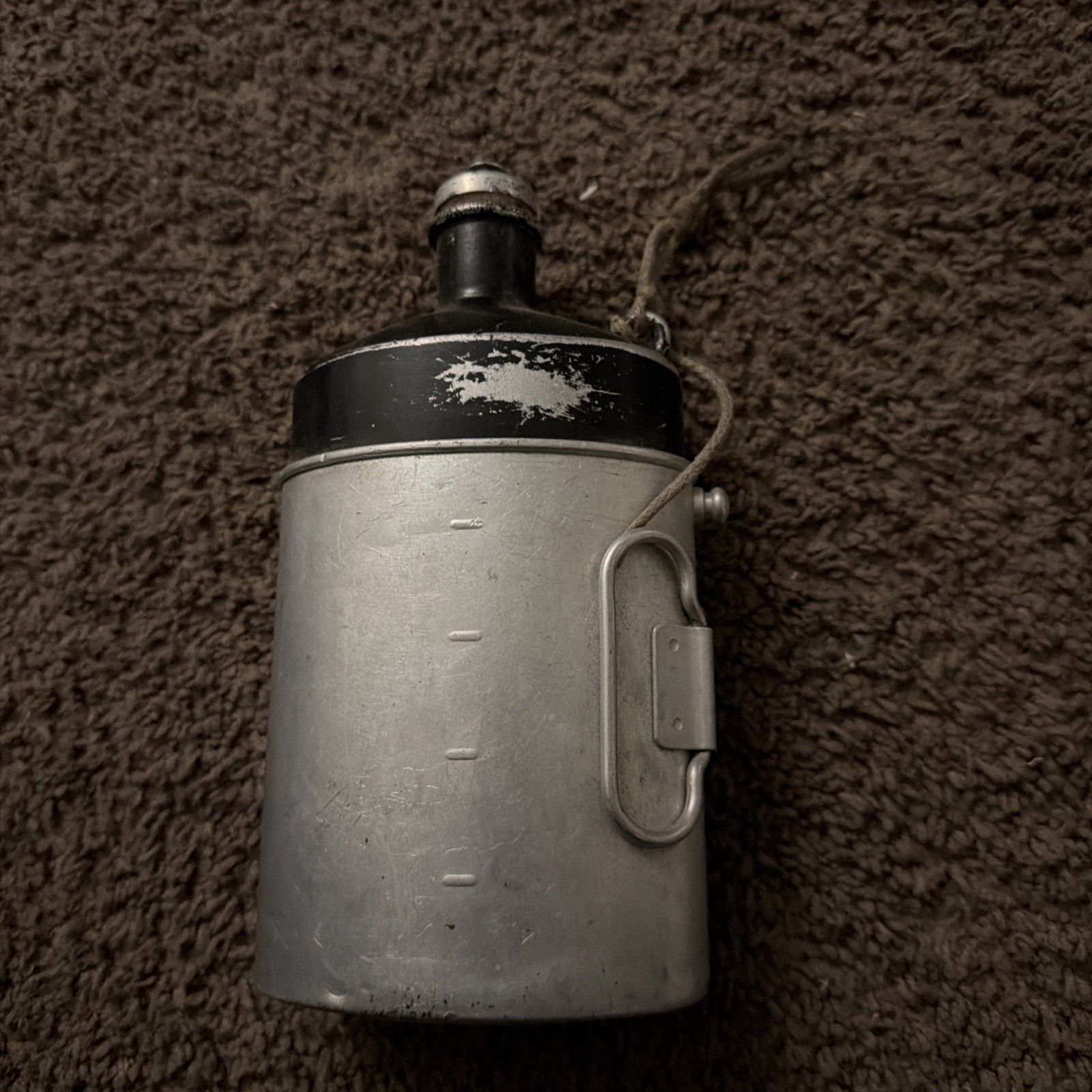 Unique Vintage Swiss Army Canteen Flask Bottle, Cork, & Cup - SIGG - 1982