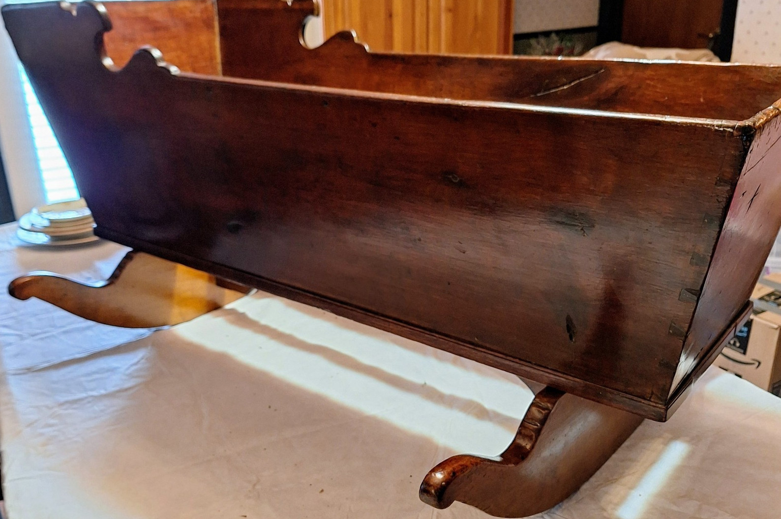 Antique Wooden Rocking Baby Cradle 