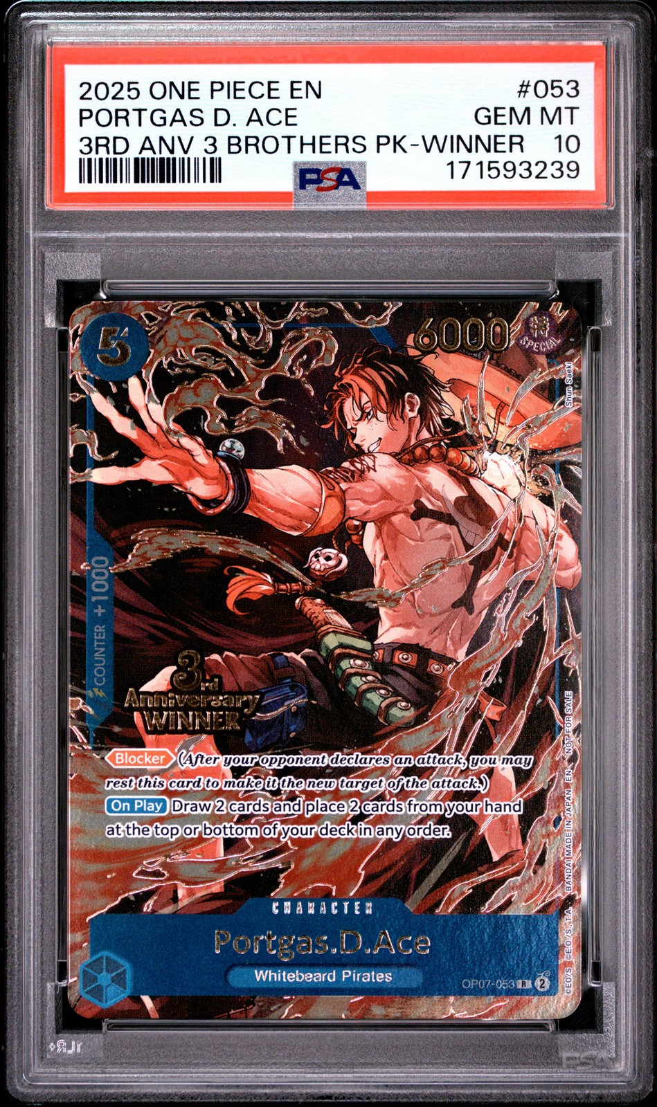 Portgas D. Ace 053 3rd Anniversary Winner One Piece PSA 10
