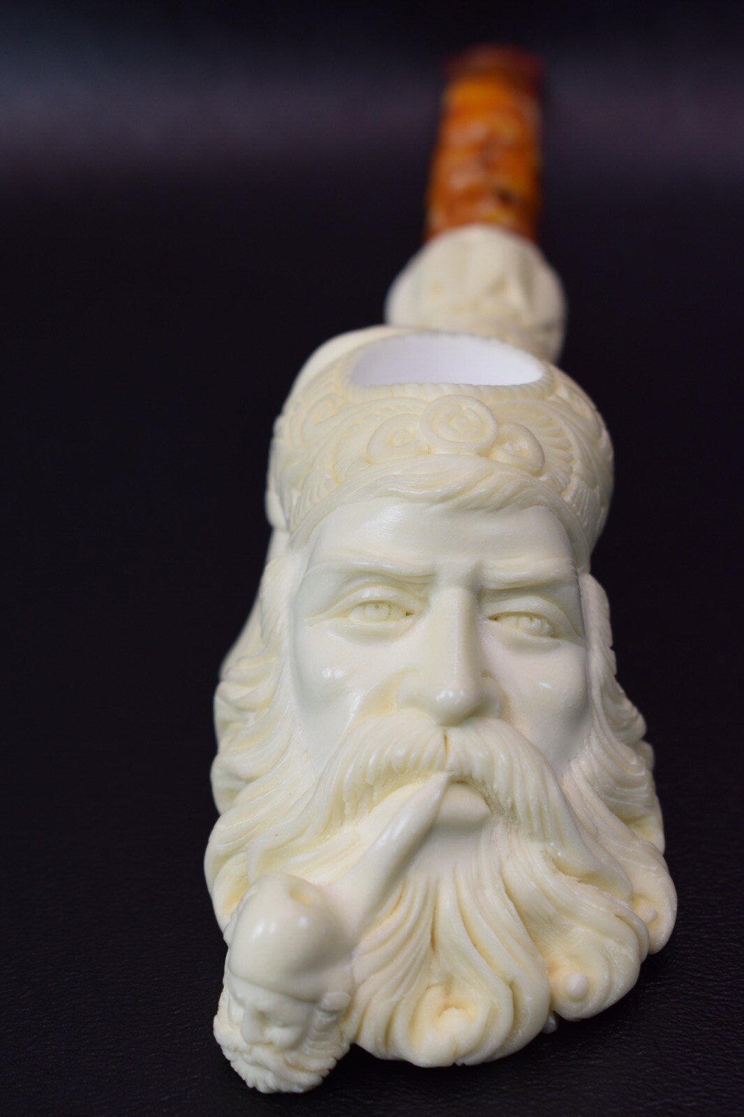 Large Dunhill Head PIPE-BLOCK MEERSCHAUM-NEW-HANDCARVED- W Case#500