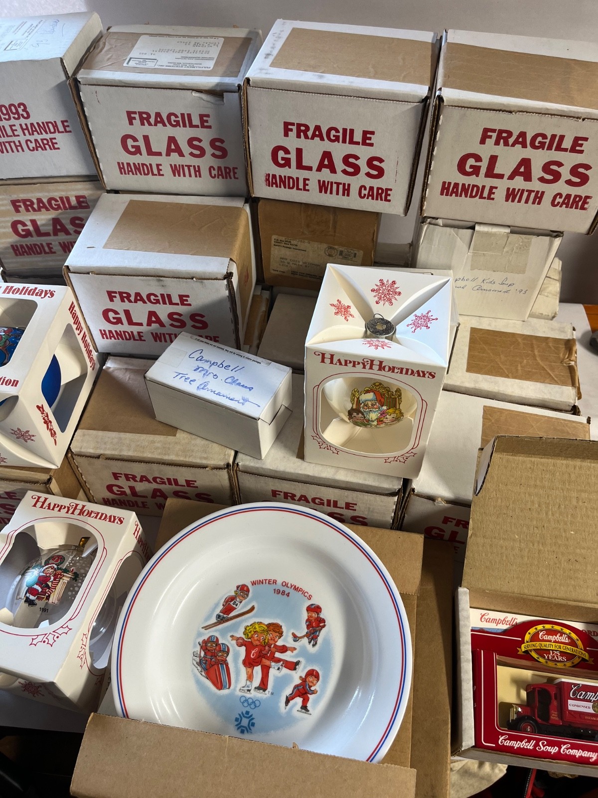 Lot Of 22 Campbell Soup Ornaments From 80s & 90s  plus bonus plate and figurines