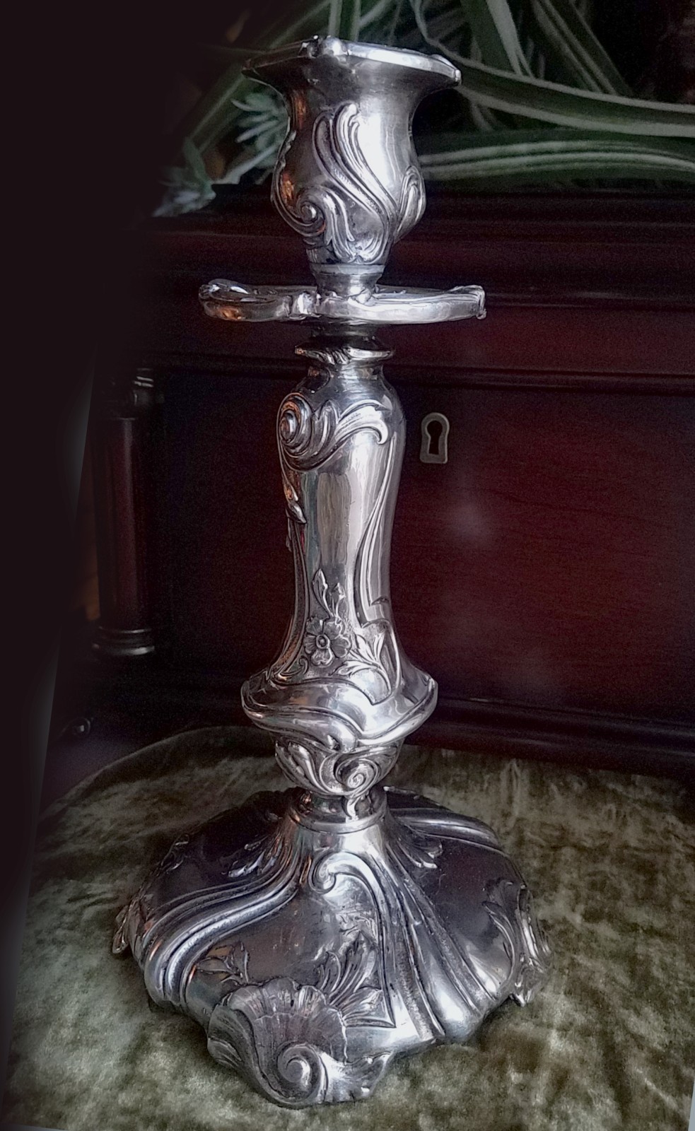 Antique Weidlich Bros Rococo Art Nouveau Silverplate Candlestick, Lg Heavy, Rare
