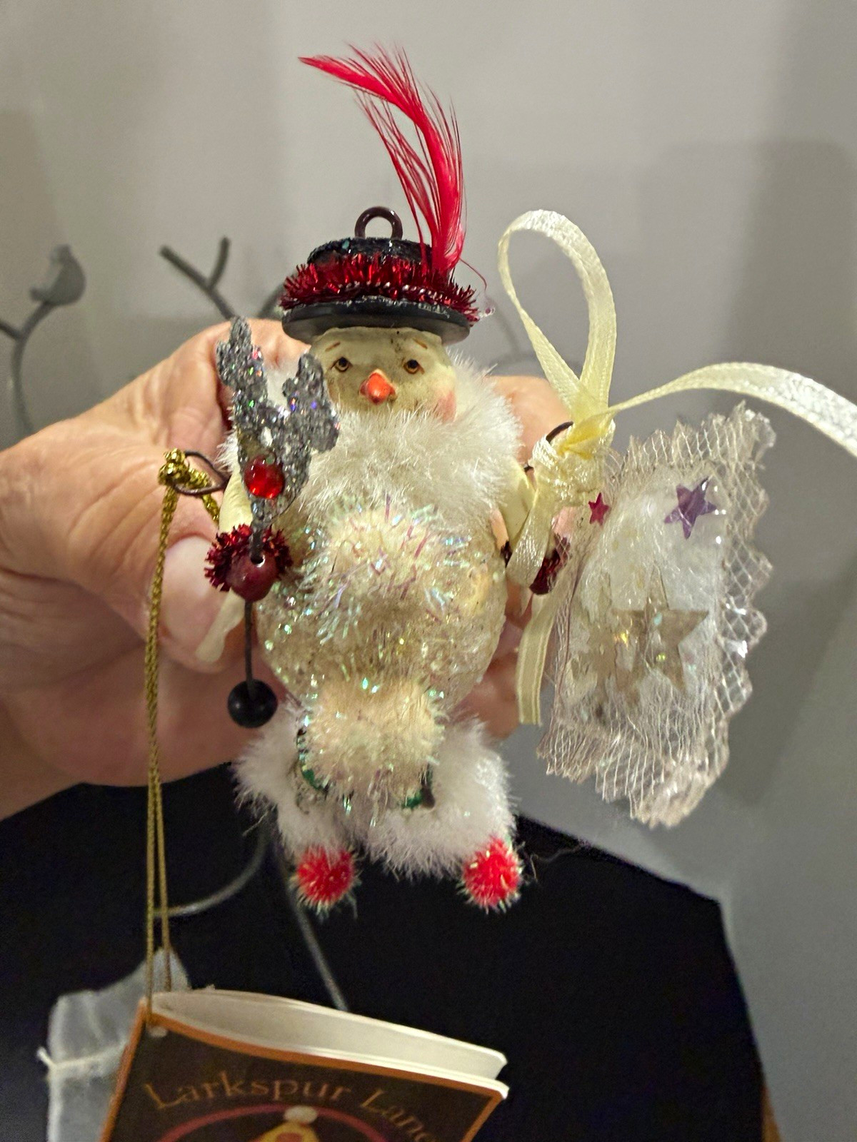 Vintage Larkspur Lane Lib Cummings-Mead Silvestri Snowman Ornament Tag Bag