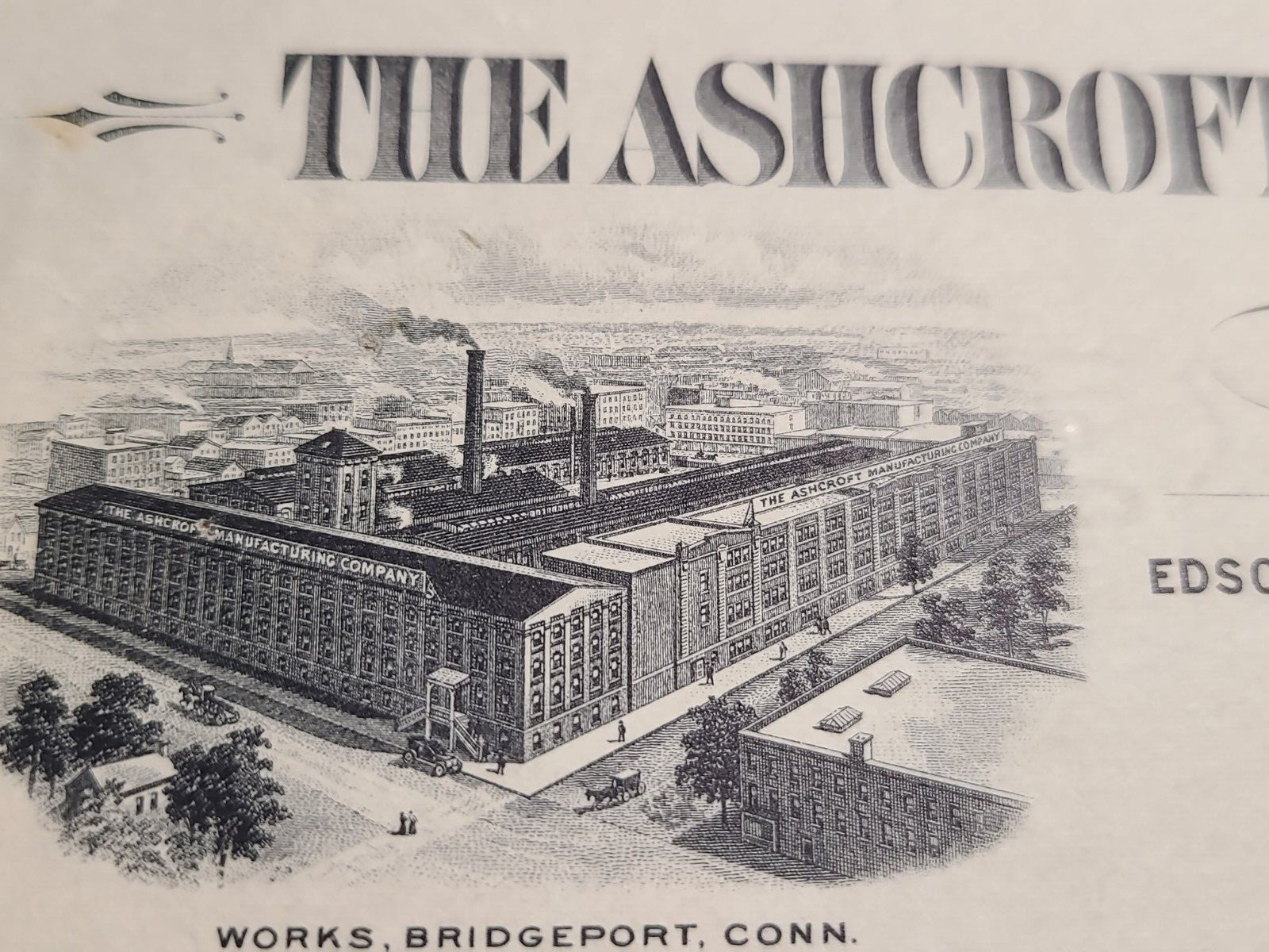 1907 Antique Document, Ashcroft Manufacturing Co. Bridgeport CT, (NY) Signed *7 1907 Antique Document, Ashcroft Manufacturing Co. Bridgeport CT, (NY) Signed *7