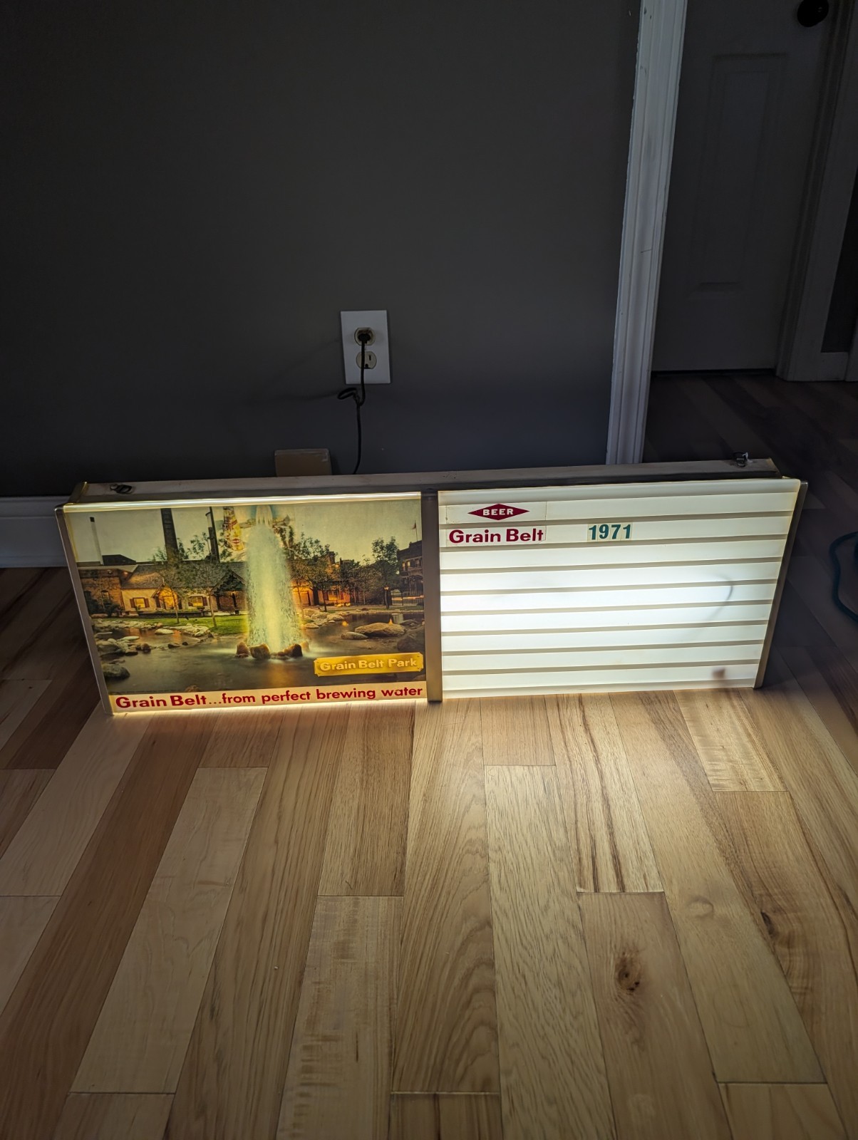 Rare Grain Belt Beer Lighted Menu Sign Waterfall Vintage Double Sided 