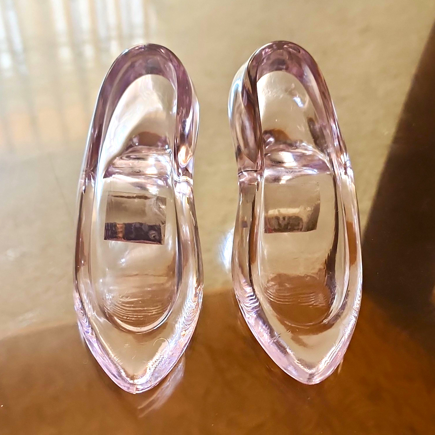 Vintage ONEIDA Crystal Clear Pink High Heel Shoe Figurines Pair 2pc