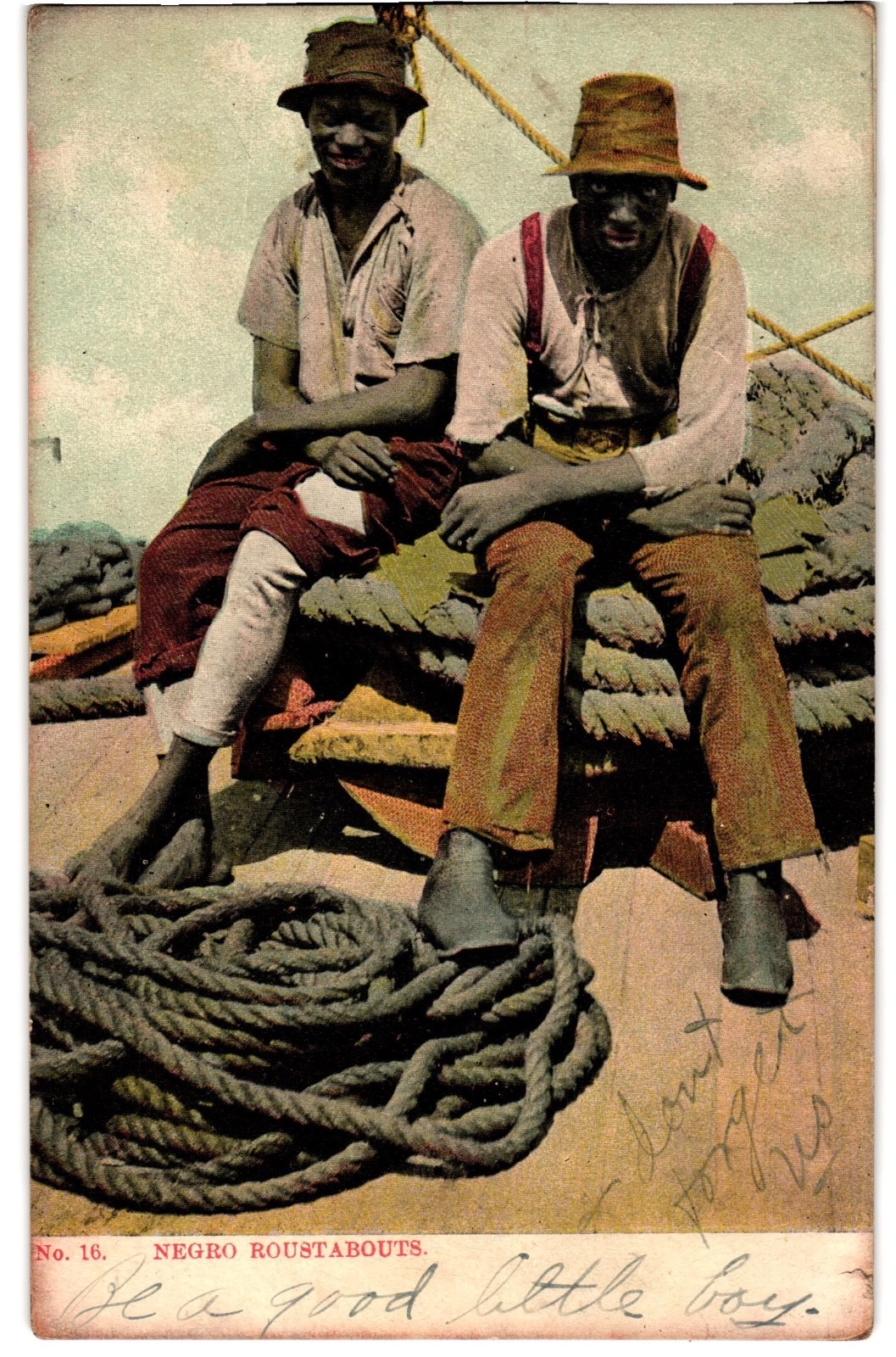 Vintage 1908 Negro Roustabouts Dock Workers Postcard Used Postmarked Tennessee