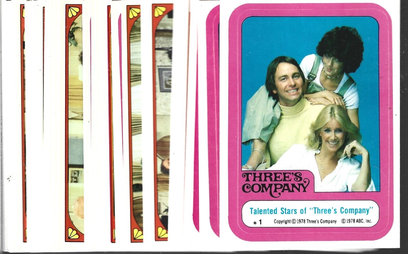 THREE'S COMPANY TOPPS STICKER CARD SET OF 44 FROM 1978 (NEAR MINT) FROM VENDING