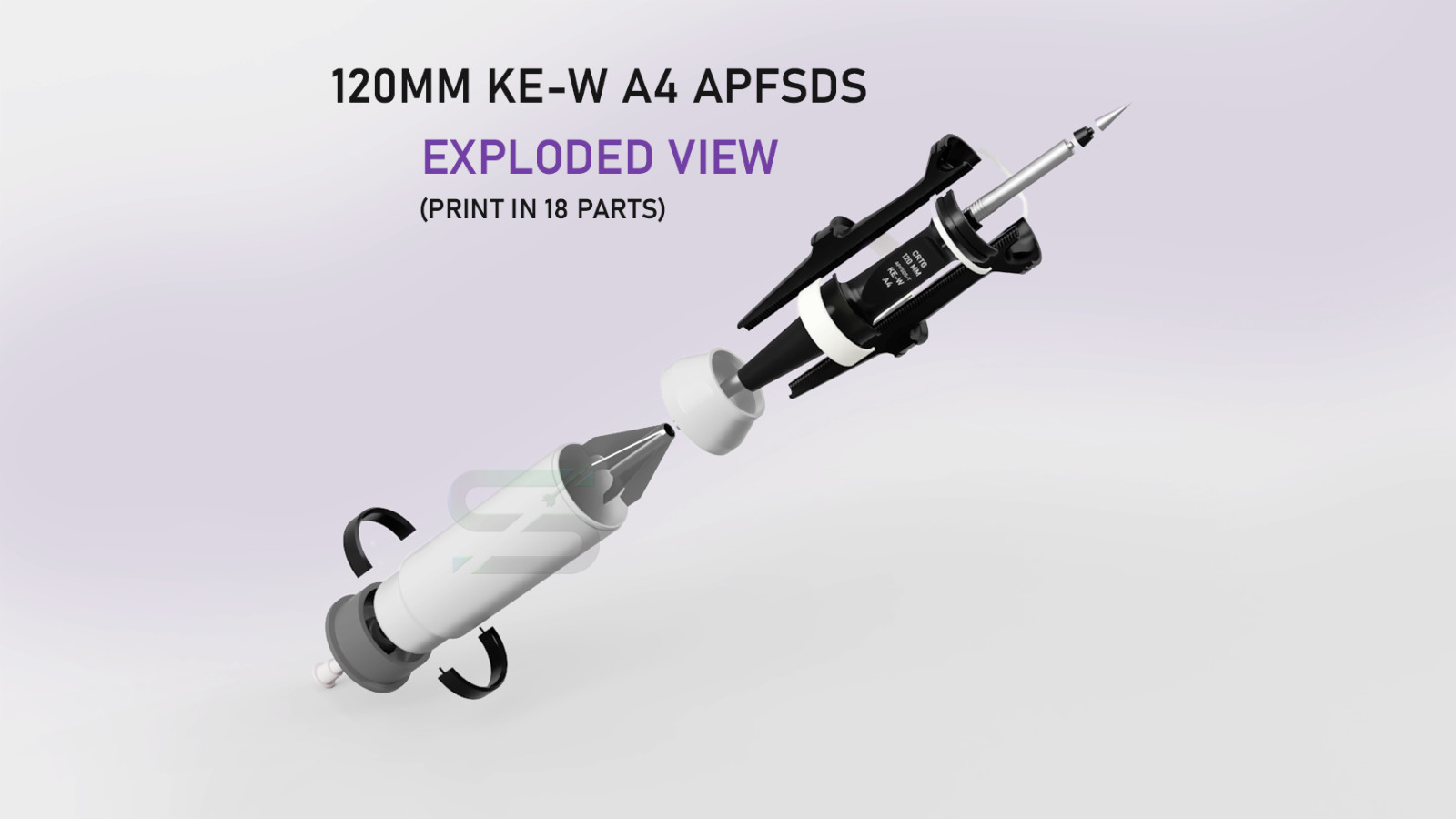 3d printed 120mm KE-W A4 APFSDS Abrams USA Ammunition Replica Cosplay
