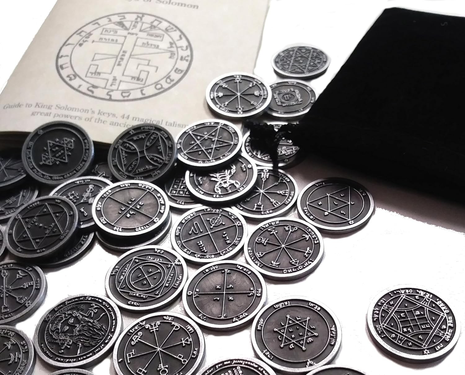 King Solomon's 44 Pentacle Metal Coin Talismans Set All The Planetary Seals f...
