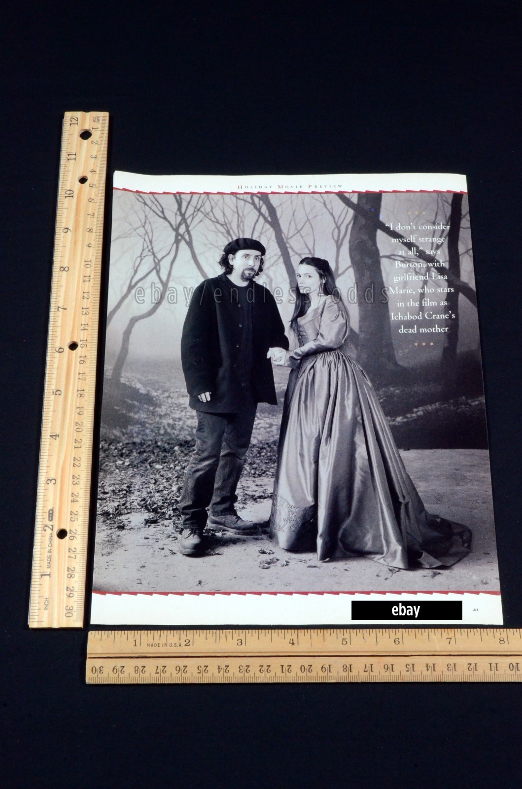 1999 Tim Burton Lisa Marie Smith Sleepy Hollow Magazine Page Print Ad Poster 90s