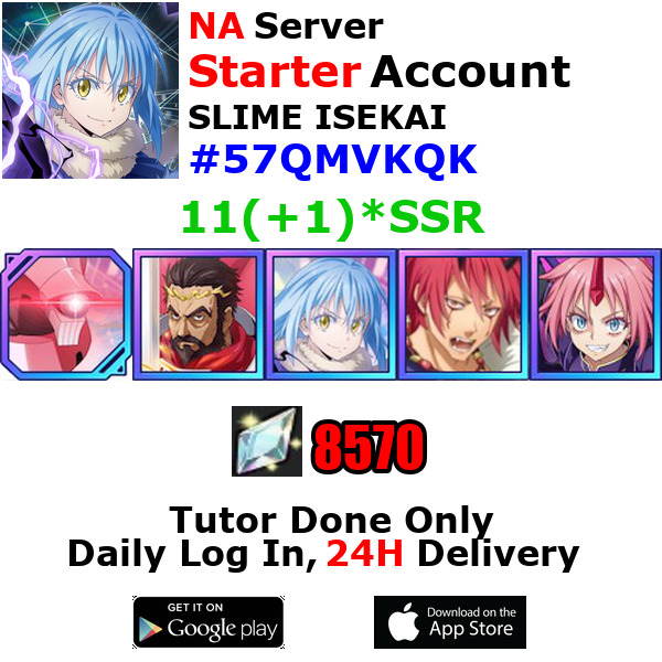 [NA][INST] Slime ISEKAI Starter Account 11(+1)SSR 8570+Crystals #57QM