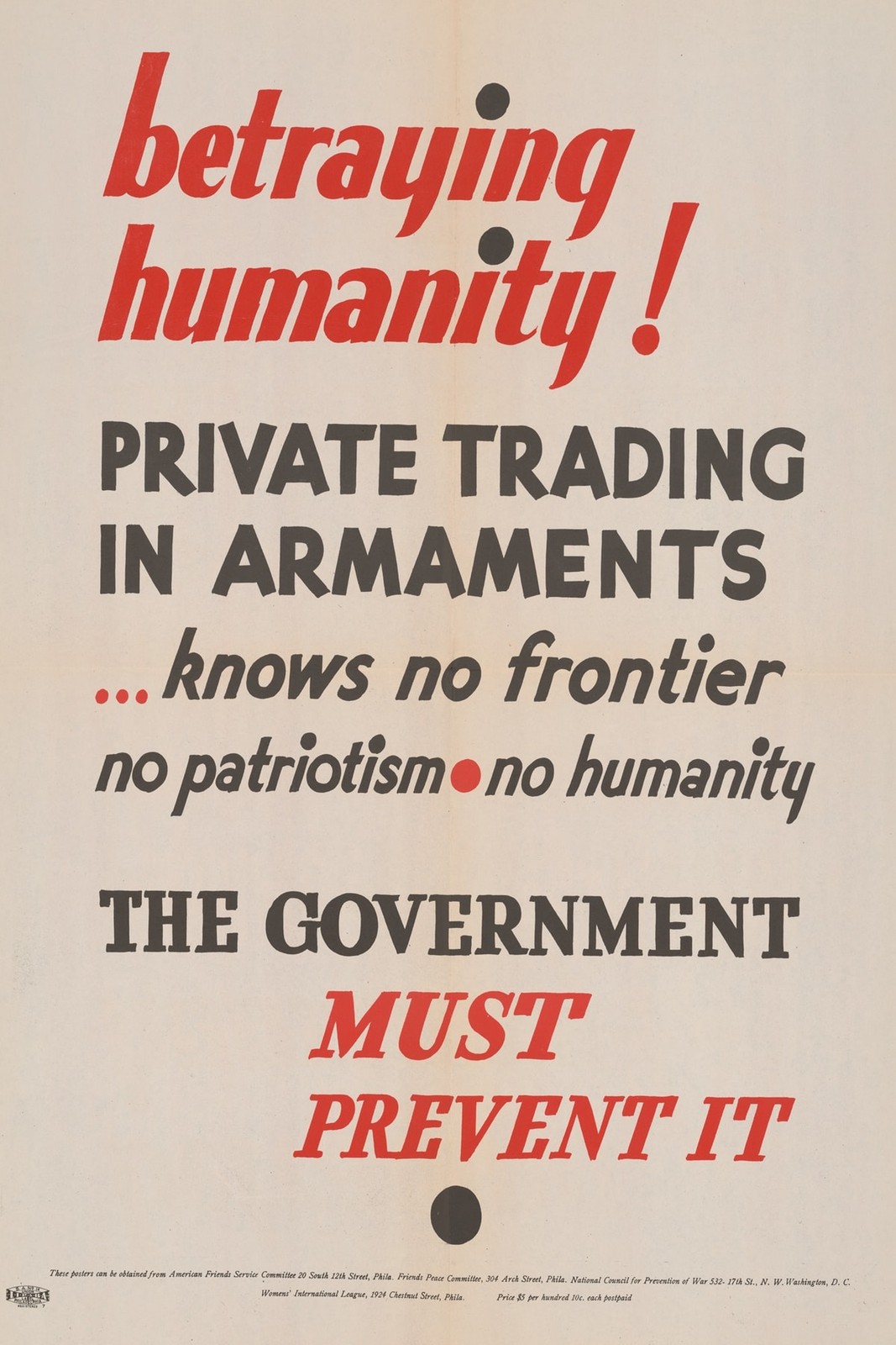 🛡️ Betraying Humanity Anti-War Protest Poster - Vintage Style Print 16x24” -