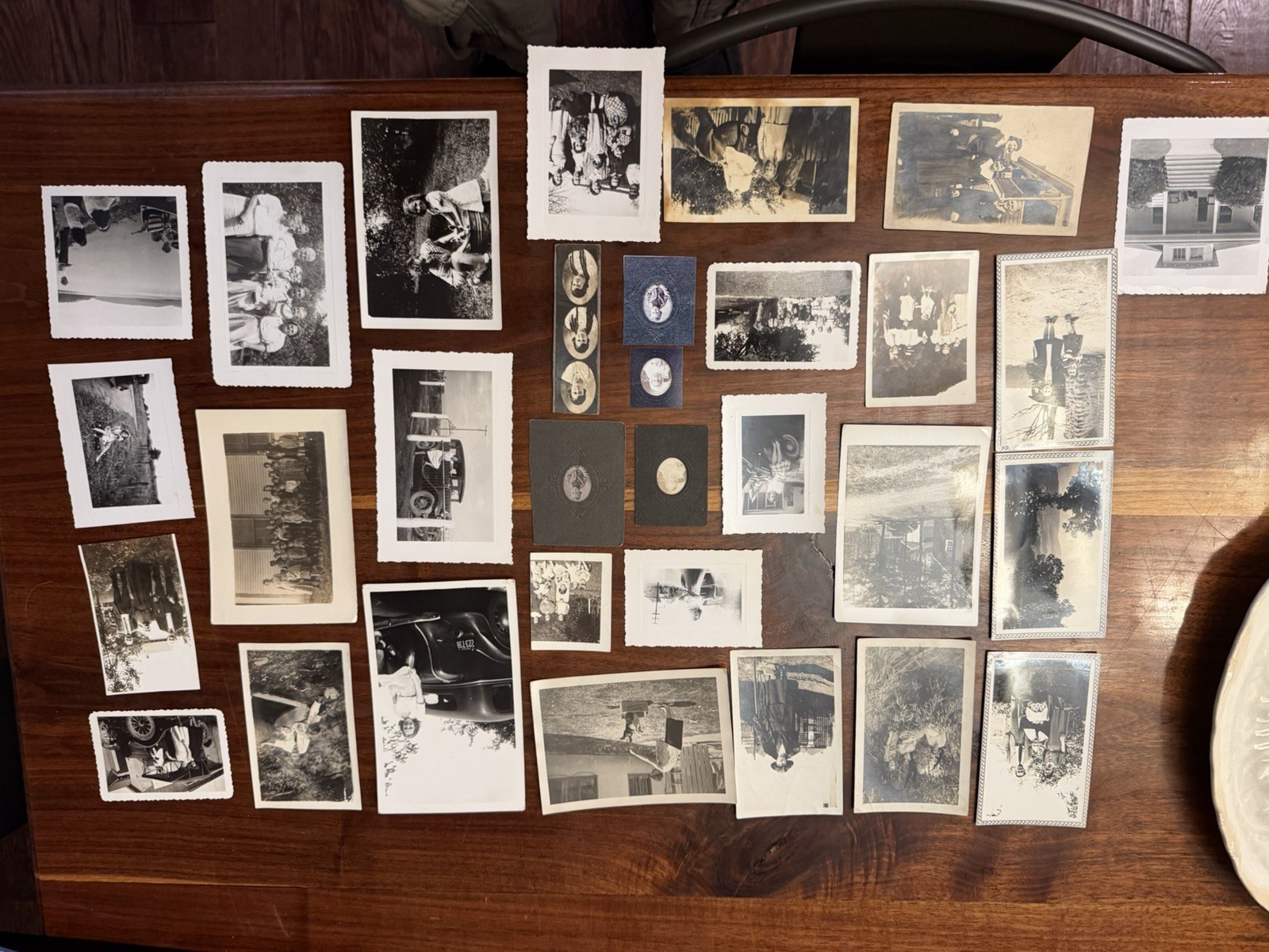 Vintage Lot of 30 Black & White Scalloped Edge Snapshot Photos People Vehicles