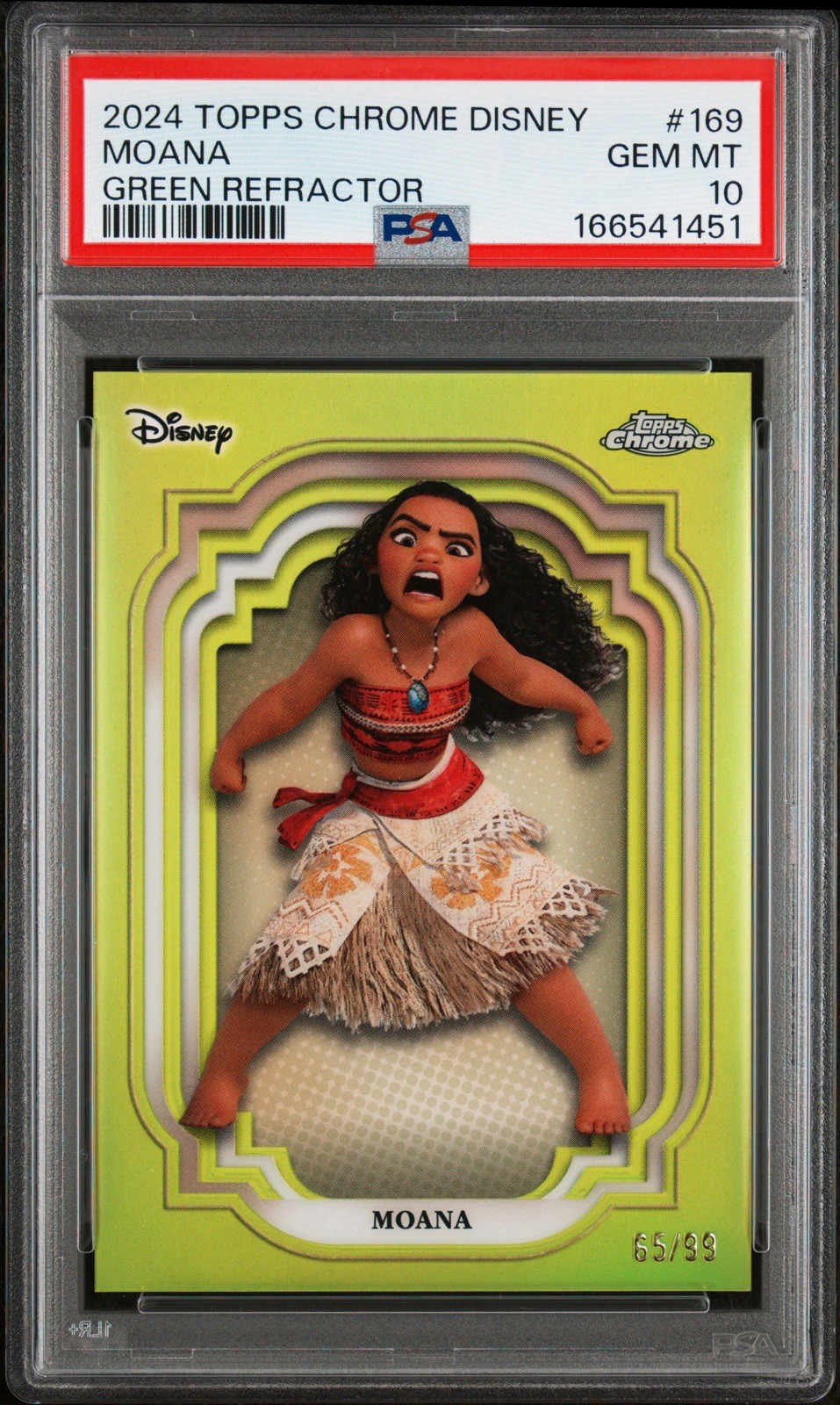 Moana 2024 Topps Chrome Disney #169 Green Refractor /99 PSA 10 POP 15 Moana 2024 Topps Chrome Disney #169 Green Refractor /99 PSA 10 POP 15