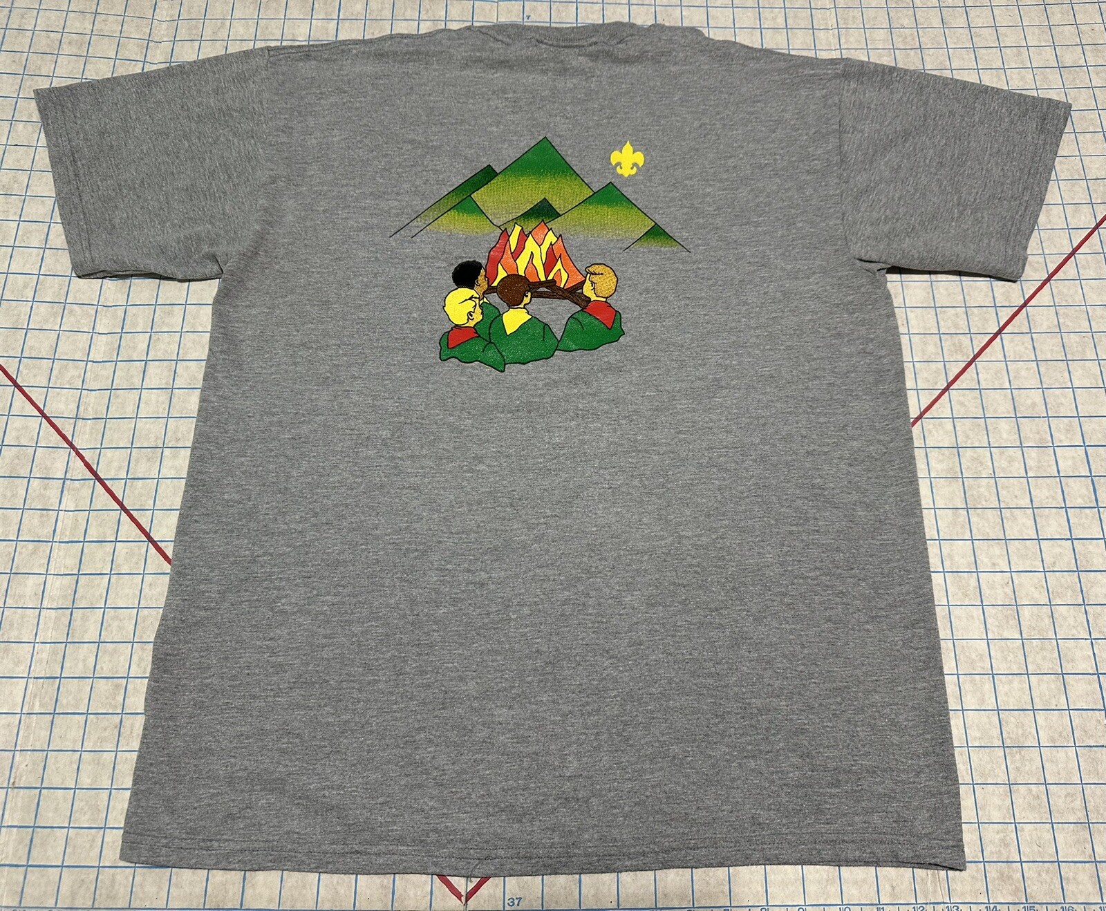 Vintage BSA Boy Scouts Grand Columbia Council T-Shirt  Camp Fife Gray 