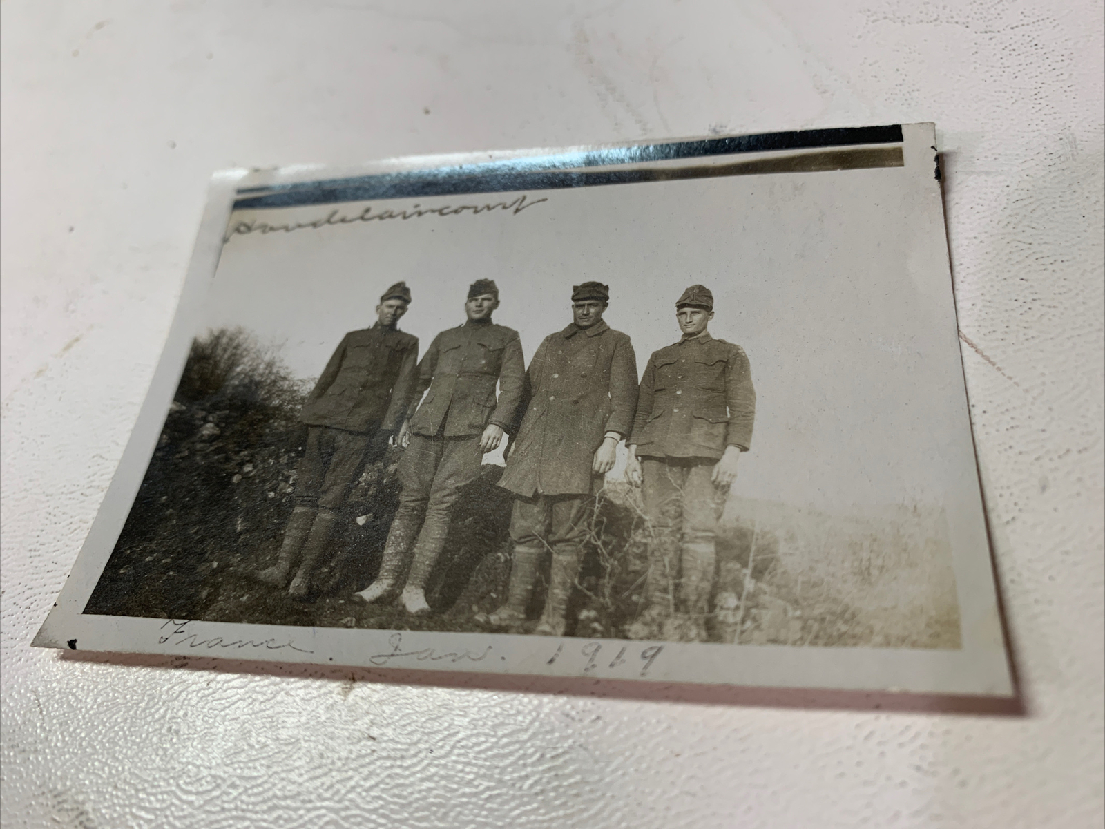 Vintage 1919 WW1 Hamelincourt France American Soldiers Photo 2x3