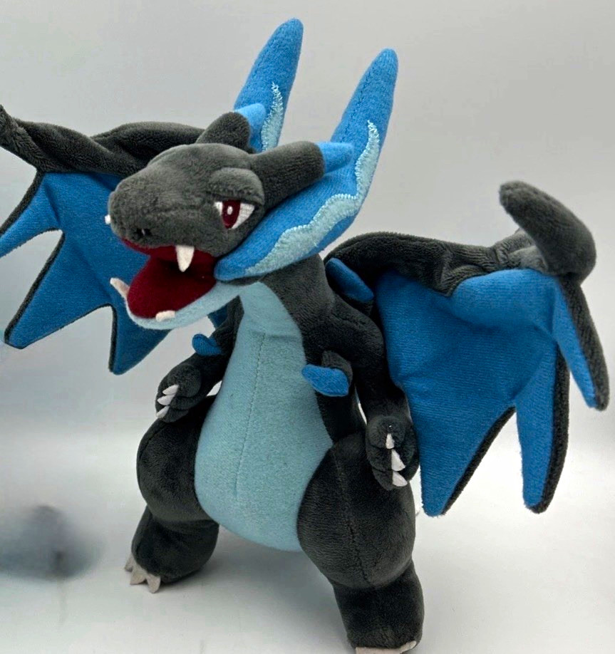 PokémonCenter mega charzard  Dragon Plush Stuffed Animal, Black Blue Gray