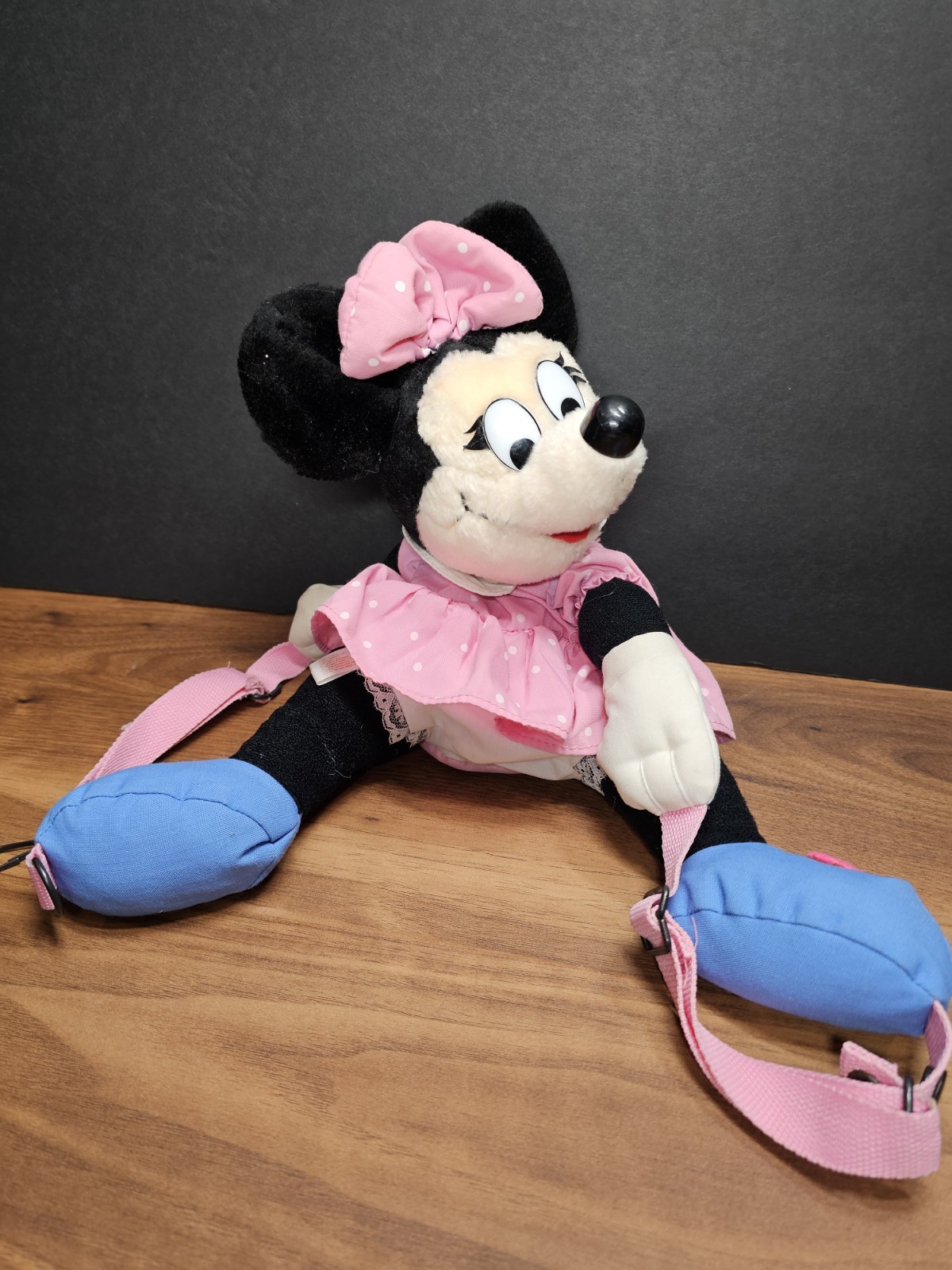1985 Vintage Mickey\'s Pals Minnie Mouse Plush Doll Pink Backpack Handbag Purse