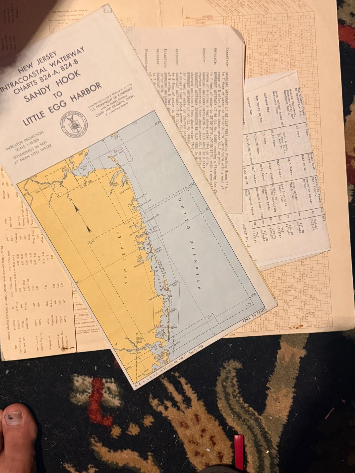 Vintage 1963 Nautical Chart Folder - Sandy Hook to Little Egg Harbor NJ - First 