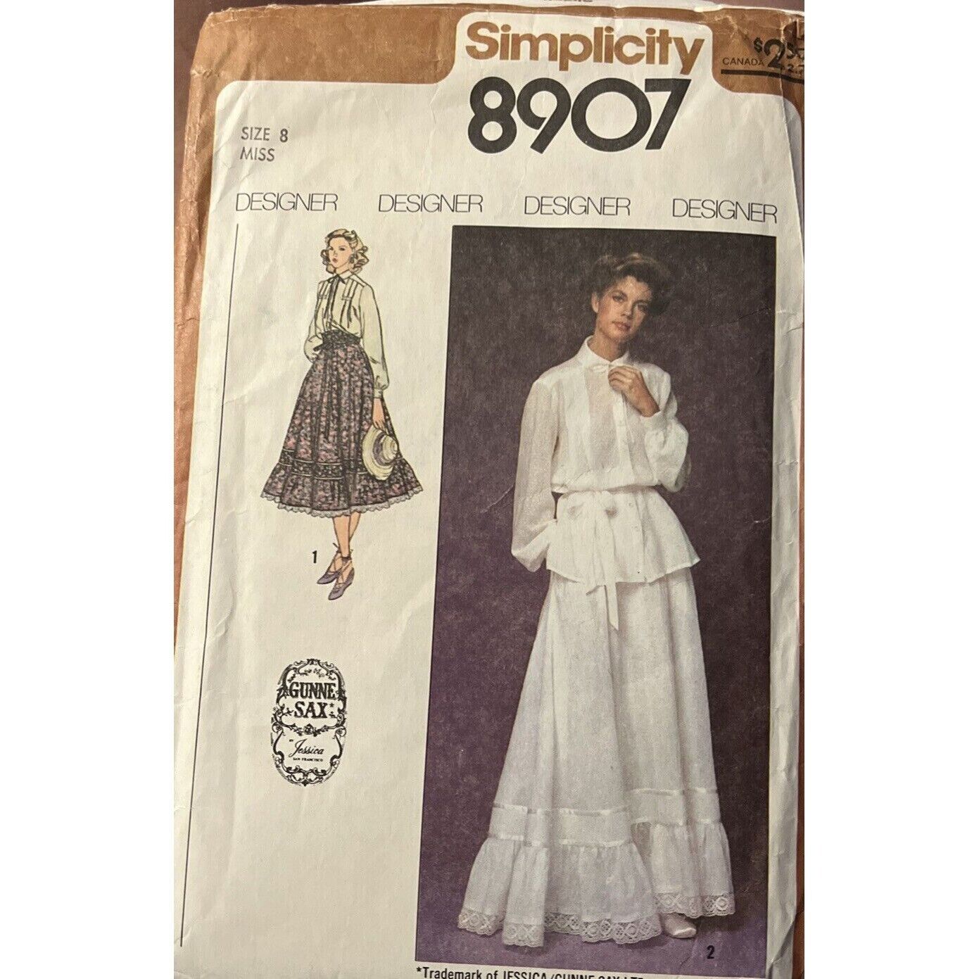 Vintage GUNNE SAX Pattern Simplicity 8907 Complete Tucked Blouse Ruffle Skirt