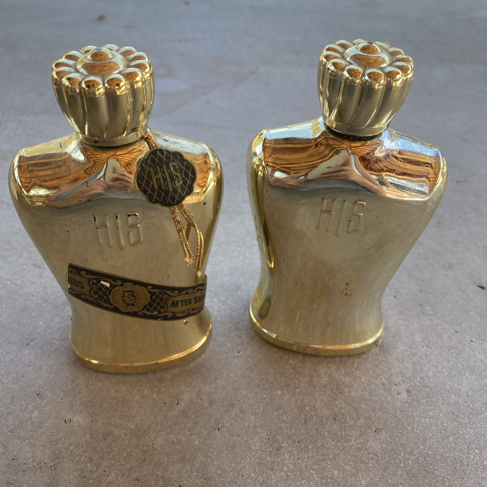 Vintage HIS House for Men Northwoods Torso Bottle 1940s Art Deco Gold Empty