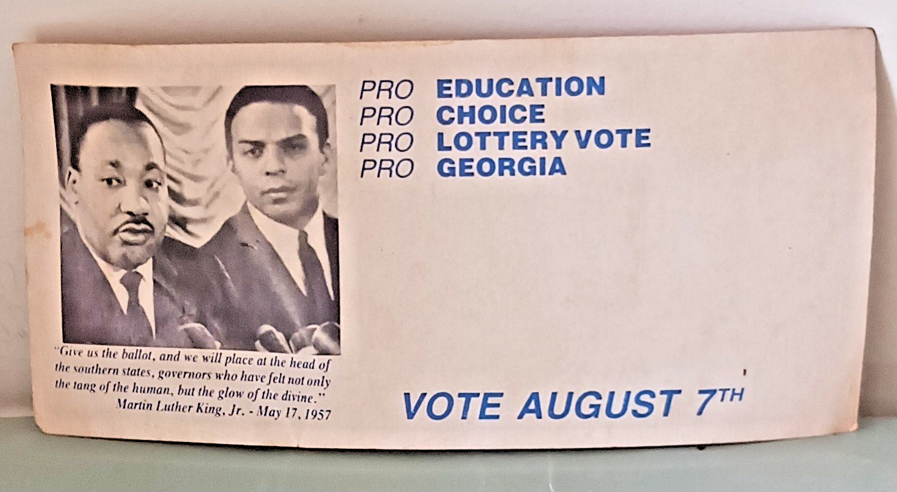 Handbill for 1990 runoff election in Andrew Young's bid for Georgia governor 