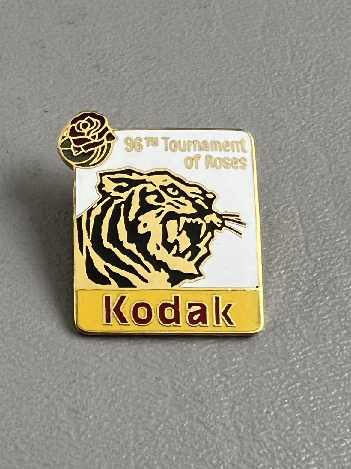Vintage 1984 Kodak Tournament of Roses Tiger Enamel Lapel Pin Pasadena CA