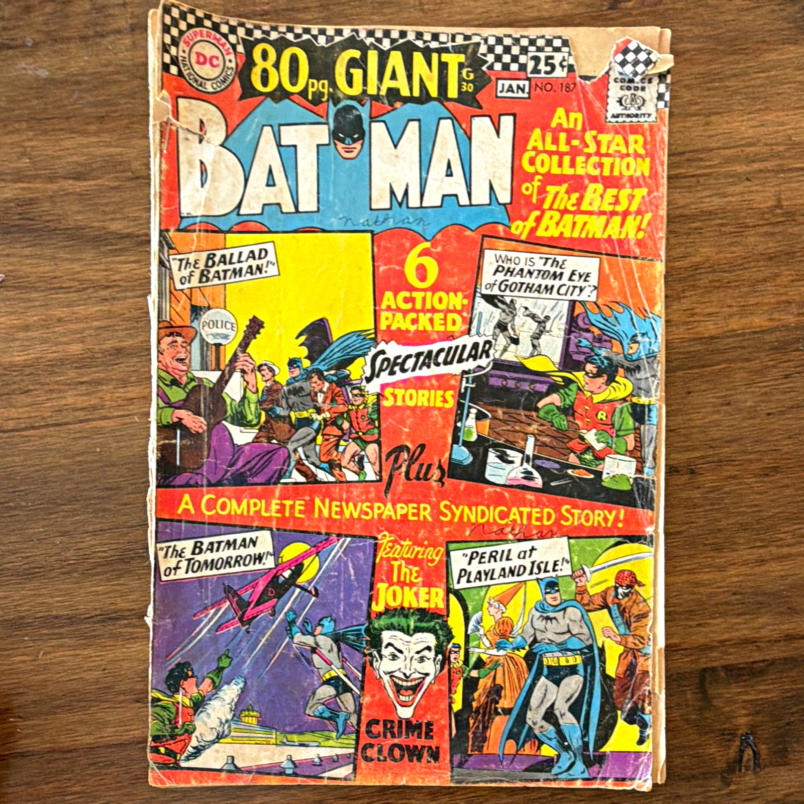 DC Comics Batman #187 Silver Age 1966 Joker Robin Single Issue Comic Book