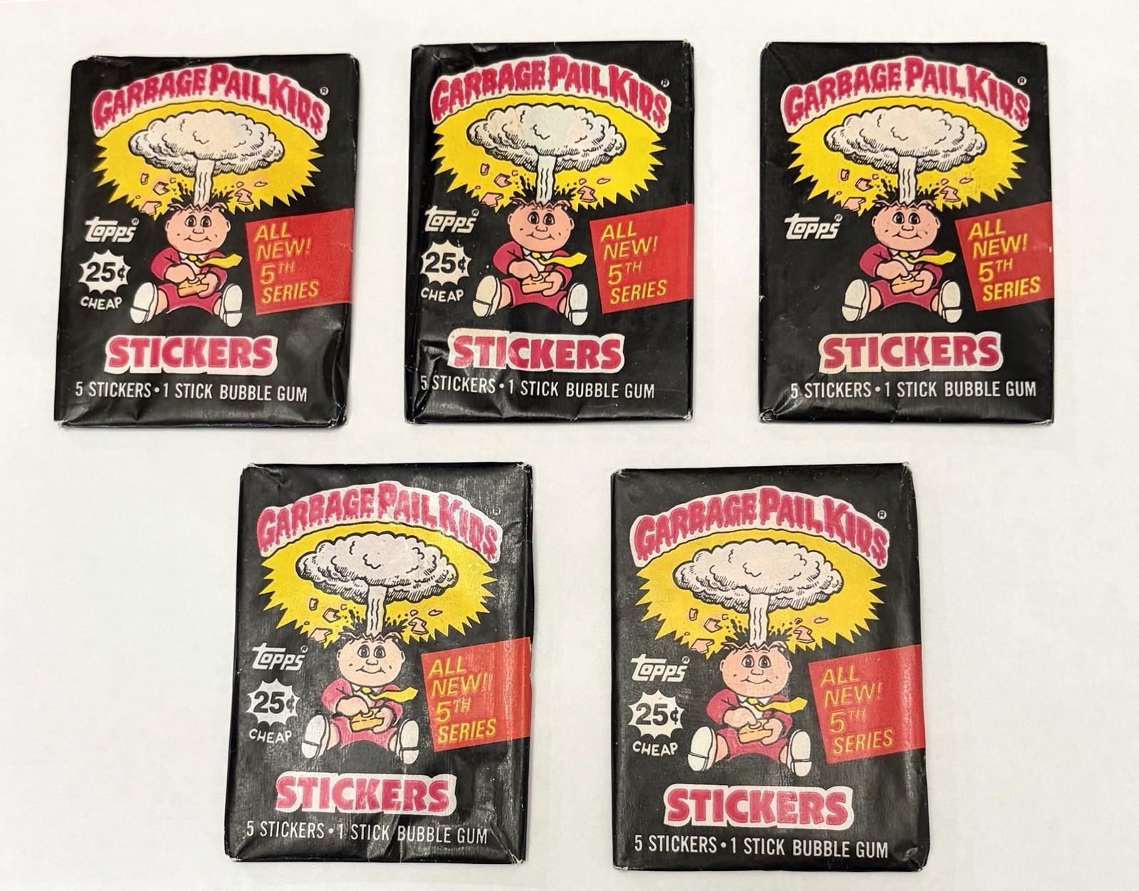 Topps Garbage Pail Kids All-New 5th Series 1986 Sticker Packs, (9) packs total.