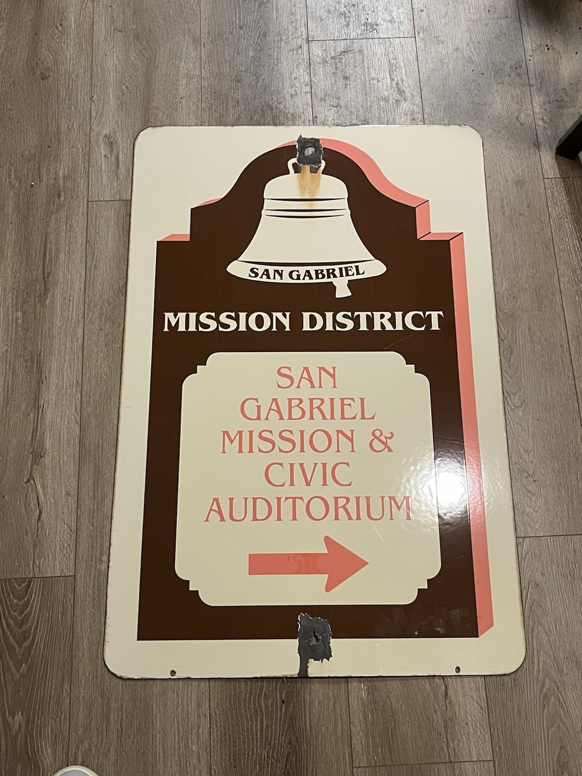 1964 California San Gabriel Porcelain Enamel Sign RARE 24”x36”