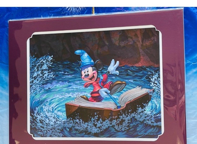 2023 Disney Parks Sorcerer Mickey Matted Print 14x11” Greg McCullough Art NEW