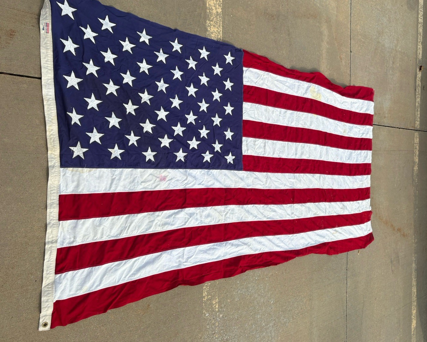 Vintage 50 Star American Flag 40”x 80” ??? Stitched Stripes Cloth