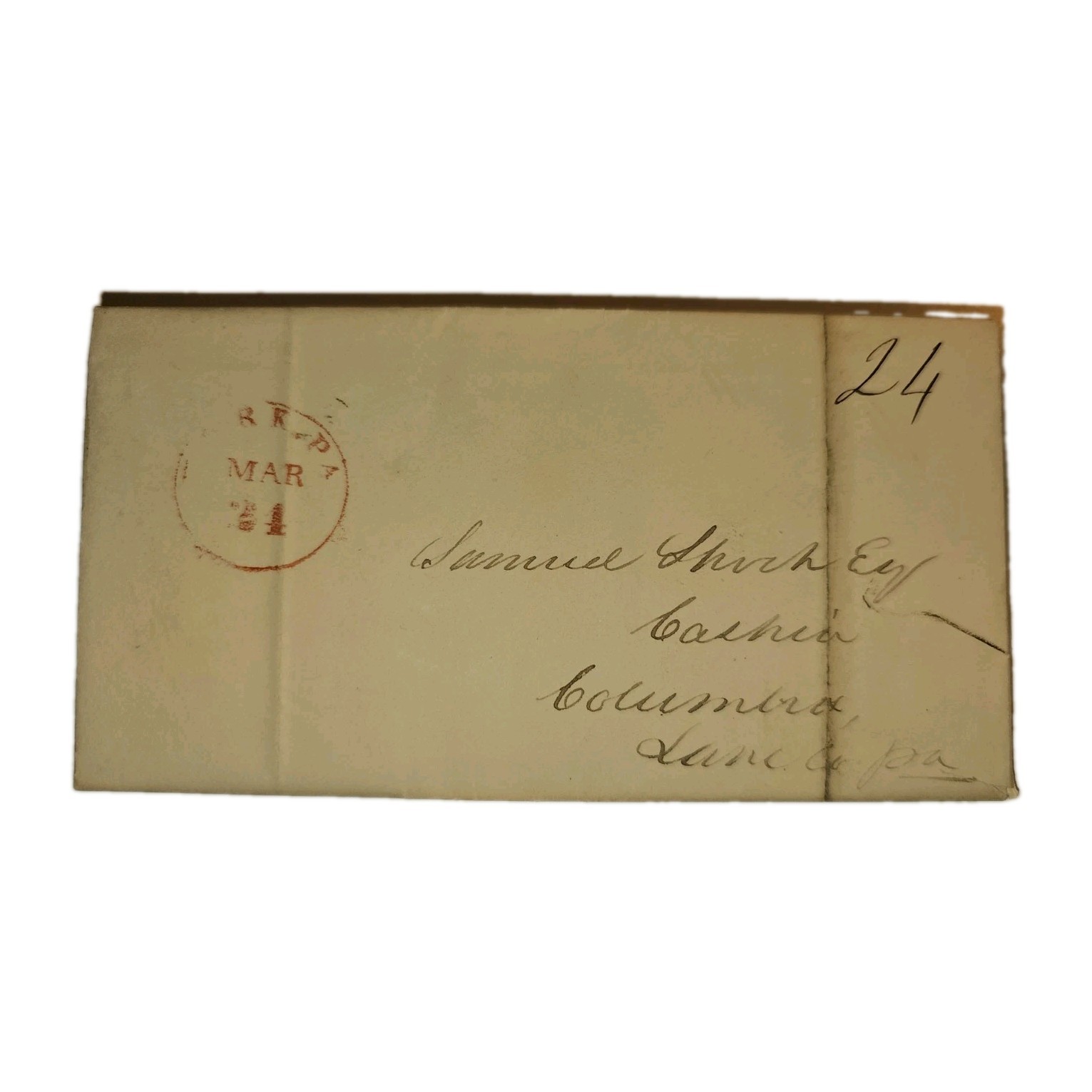 1841 York PA Banking Letter Samuel Wagner to Samuel Shoch Stampless Bank Checks