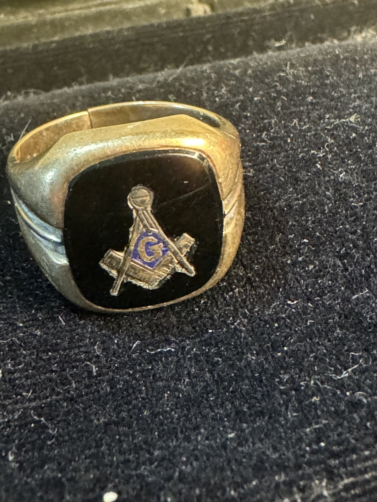 Vintage 10k Gold Mens Masonic Ring Black Stone Size 10 Free Mason