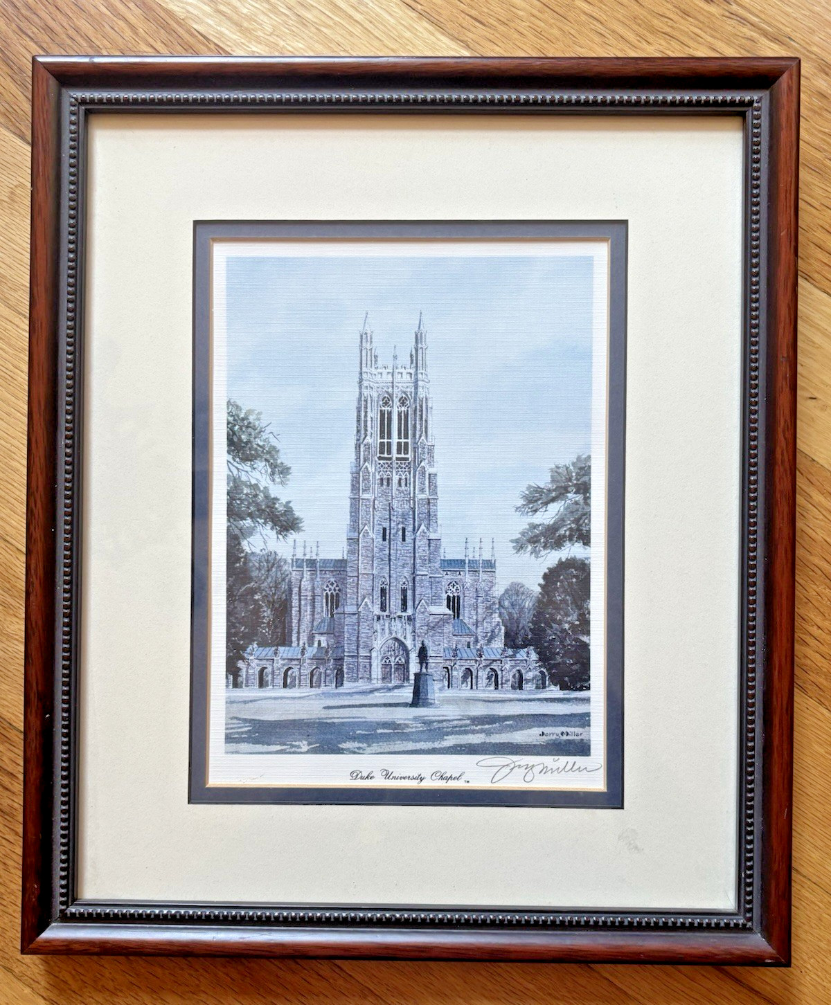 DUKE UNIV CHAPEL FRAMED JERRY MILLER LIMITED EDITION PRINT - MINT CONDITION 