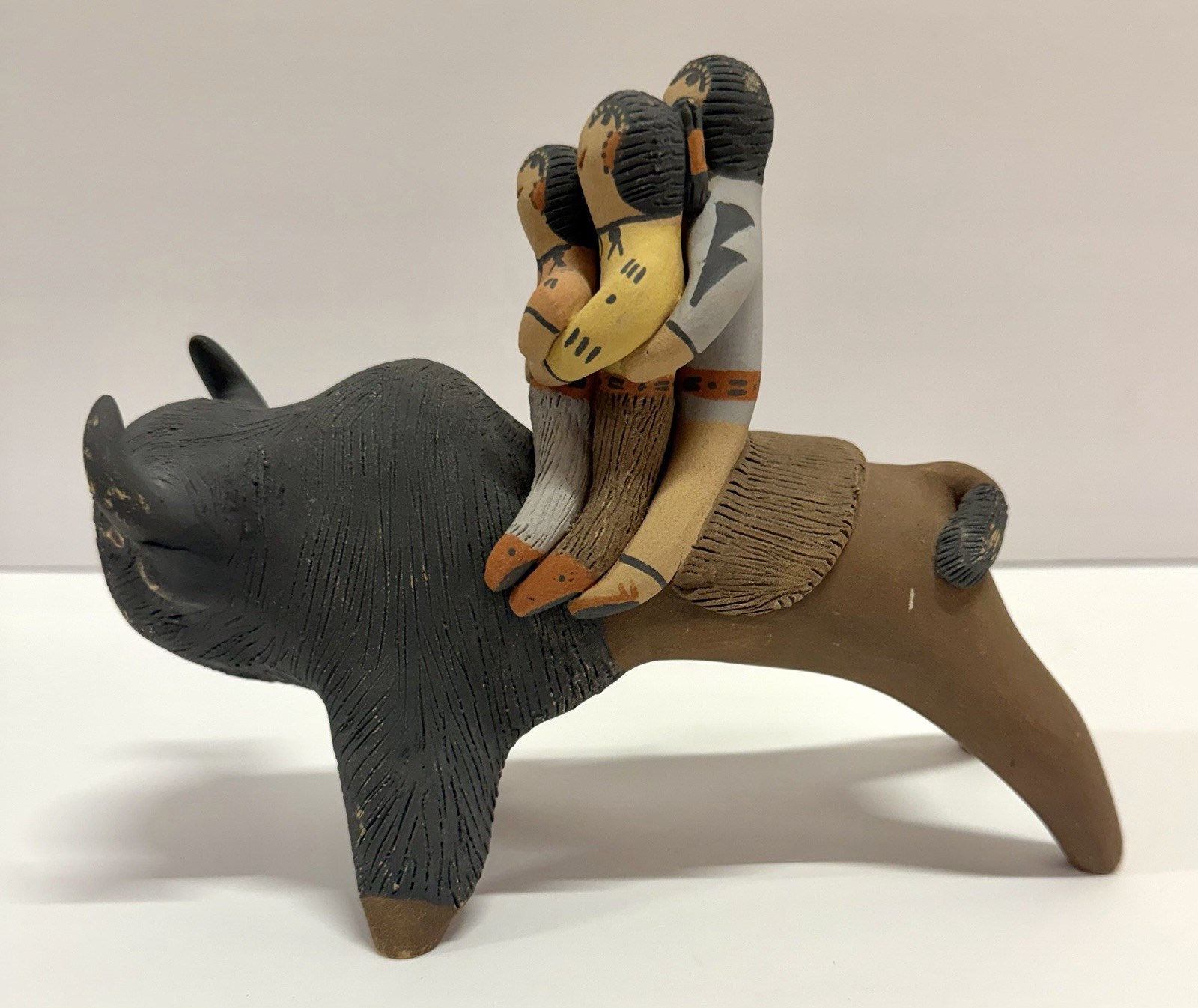 NATIVE AMERICAN JEMEZ POTTERY BUFFALO STORYTELLER BY CLIFFORD KIM FRAGUA