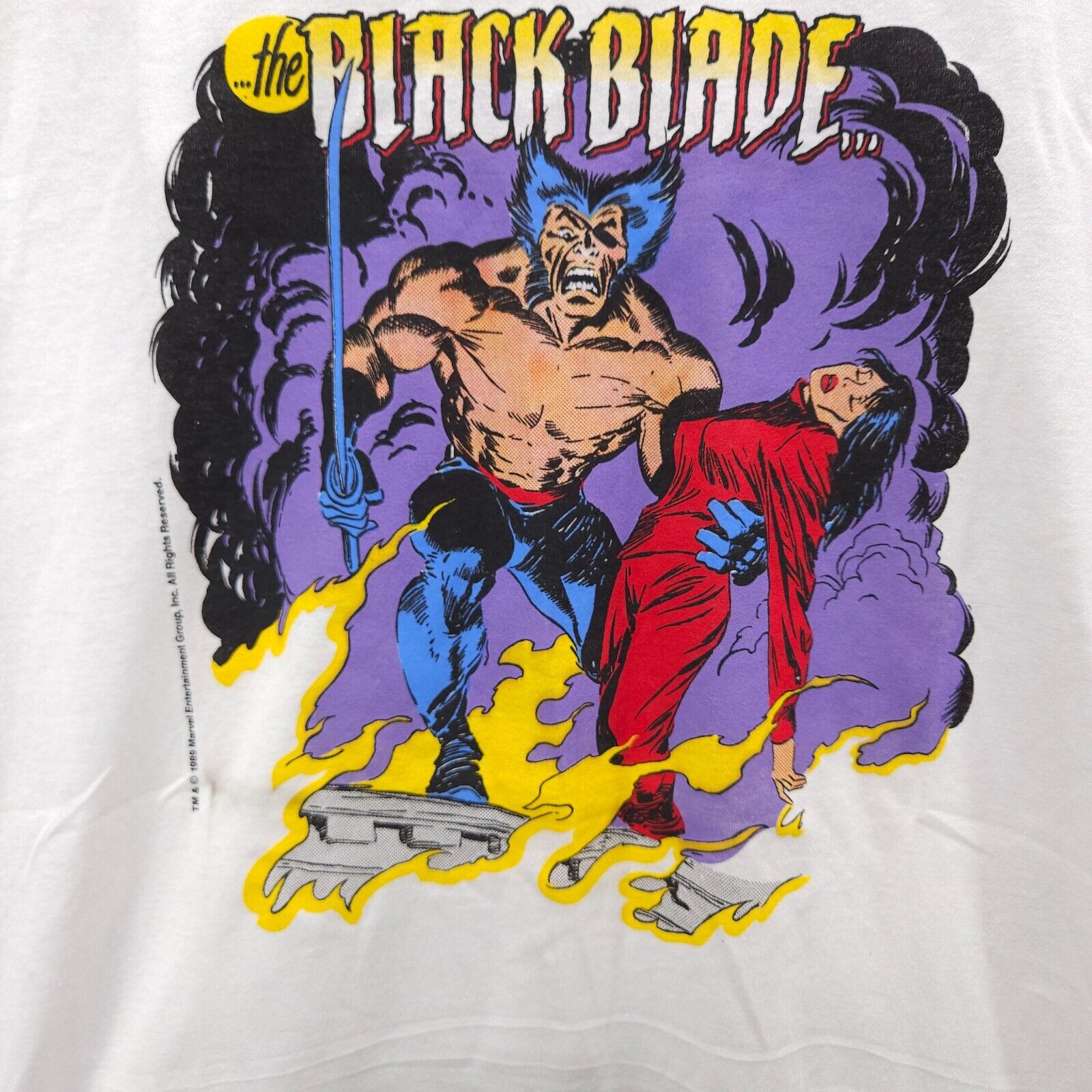 Vtg 80s Marvel X-Men Wolverine Black Blade T-Shirt L Large 1989 90s NOS White