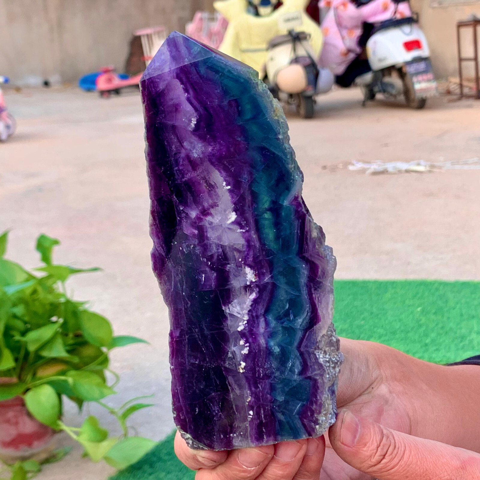 1.45LB Natural colour Fluorite Crystal obelisk crystal wand healing