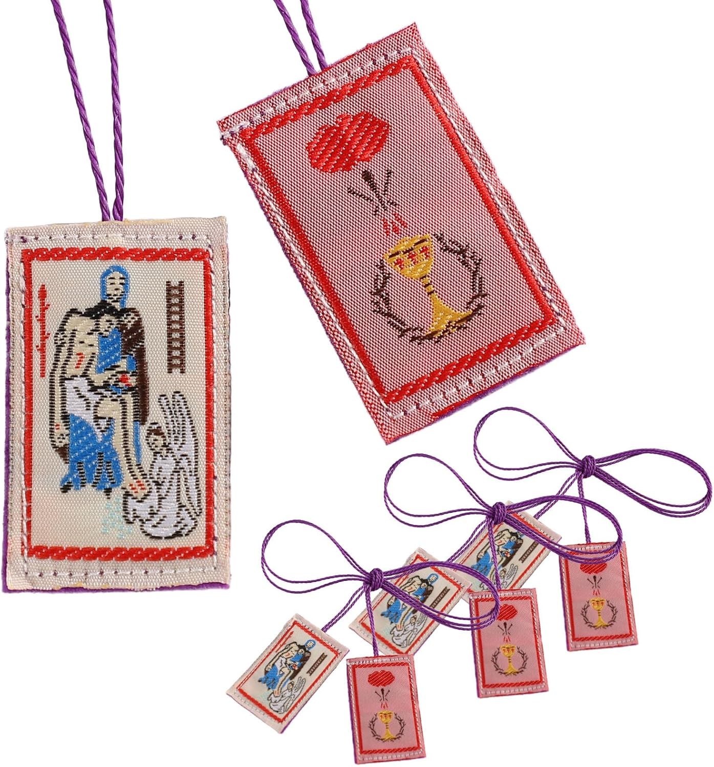 TALPGOD Purple Scapular Catholic 3 Pcs Marie Julie Jahenny of Benediction,Scapul