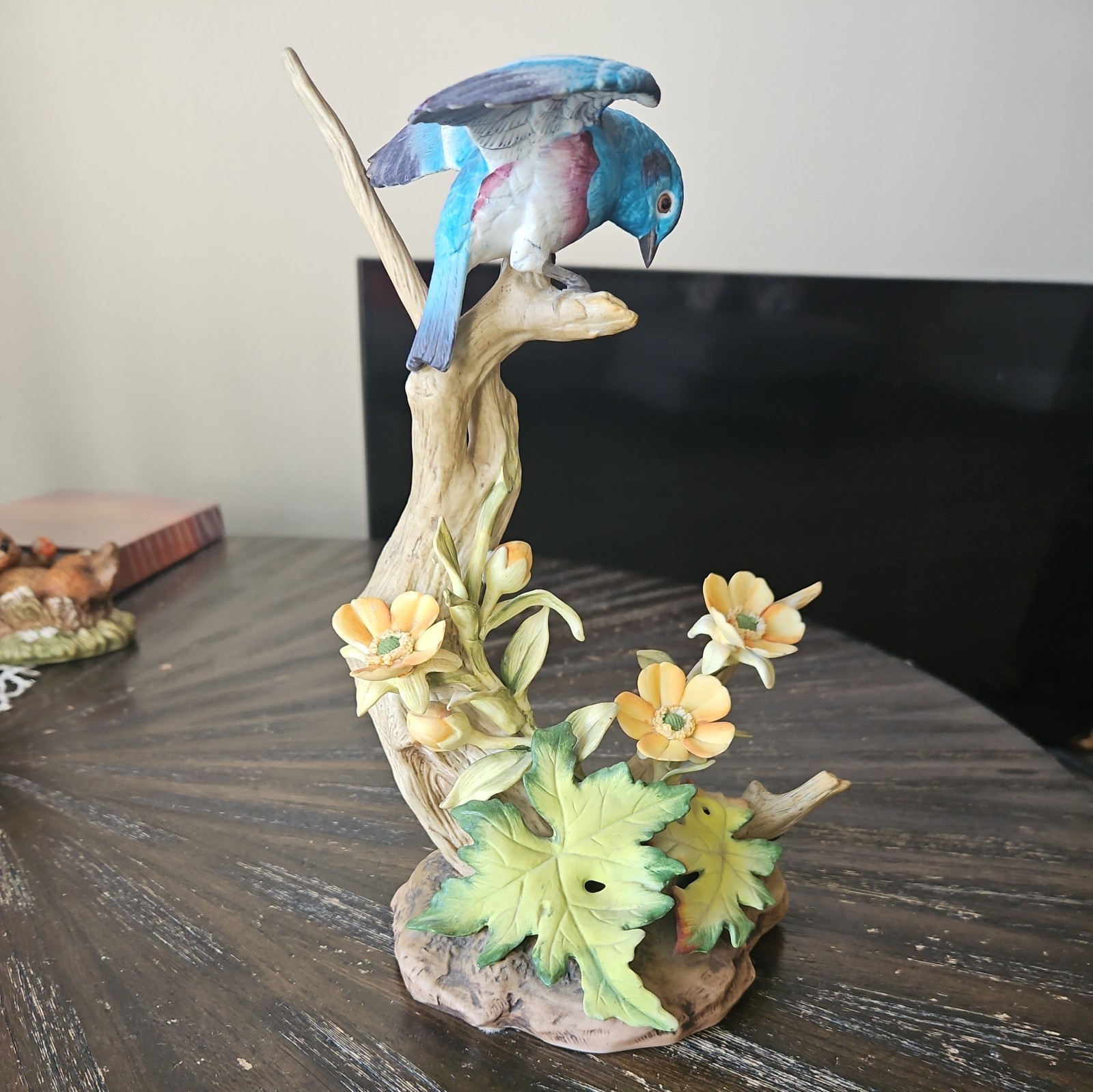 ANDREA BY SADEK LAZULI BUNTING BIRD FLOWER FIGURINE L.E. NO 31 *READ DESC* 